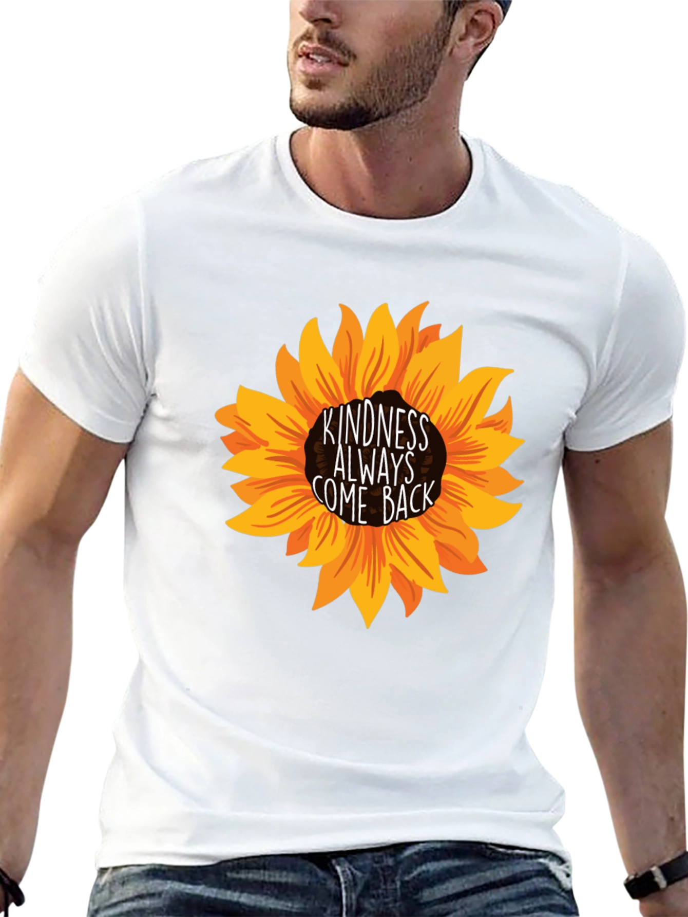 Black Kindness Always Come Back Sunflower T-Shirt view 13