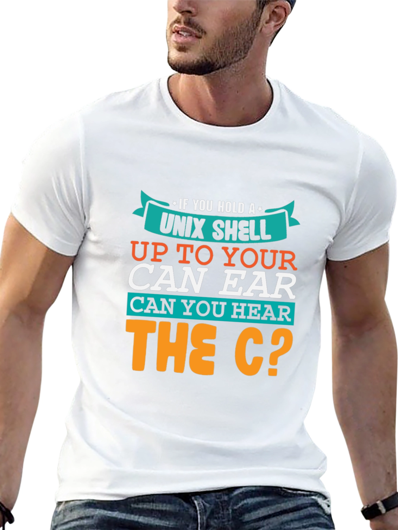 Black Unix Shell Programmer T-Shirt - 'Hear the C?' Fun Geek Tee view 13