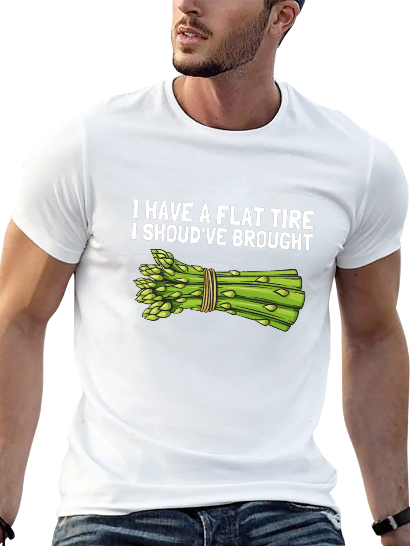 Black Flat Tire Asparagus Humor T-Shirt view 13