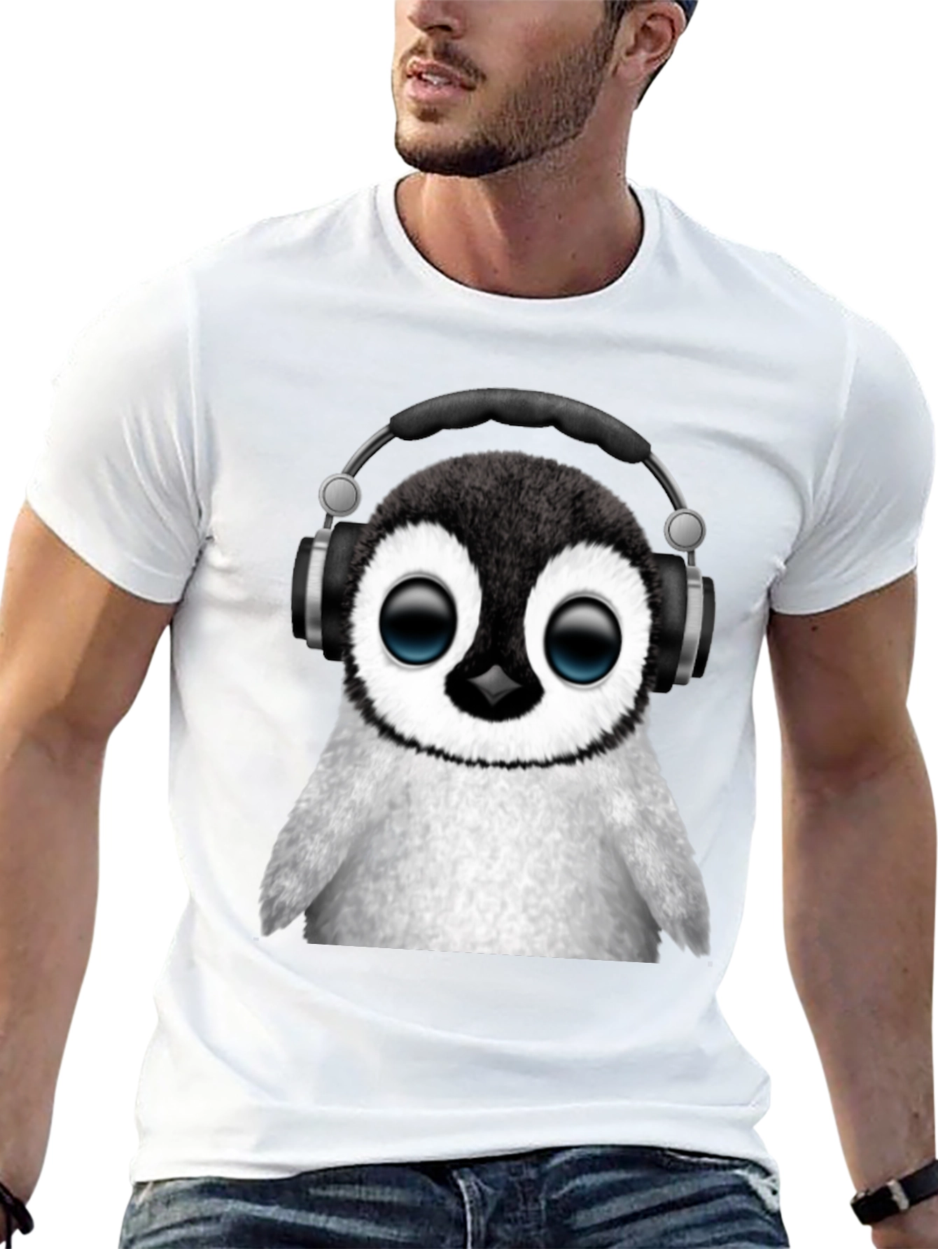 Black Penguin DJ Black T-Shirt - Music Lover Tee view 13