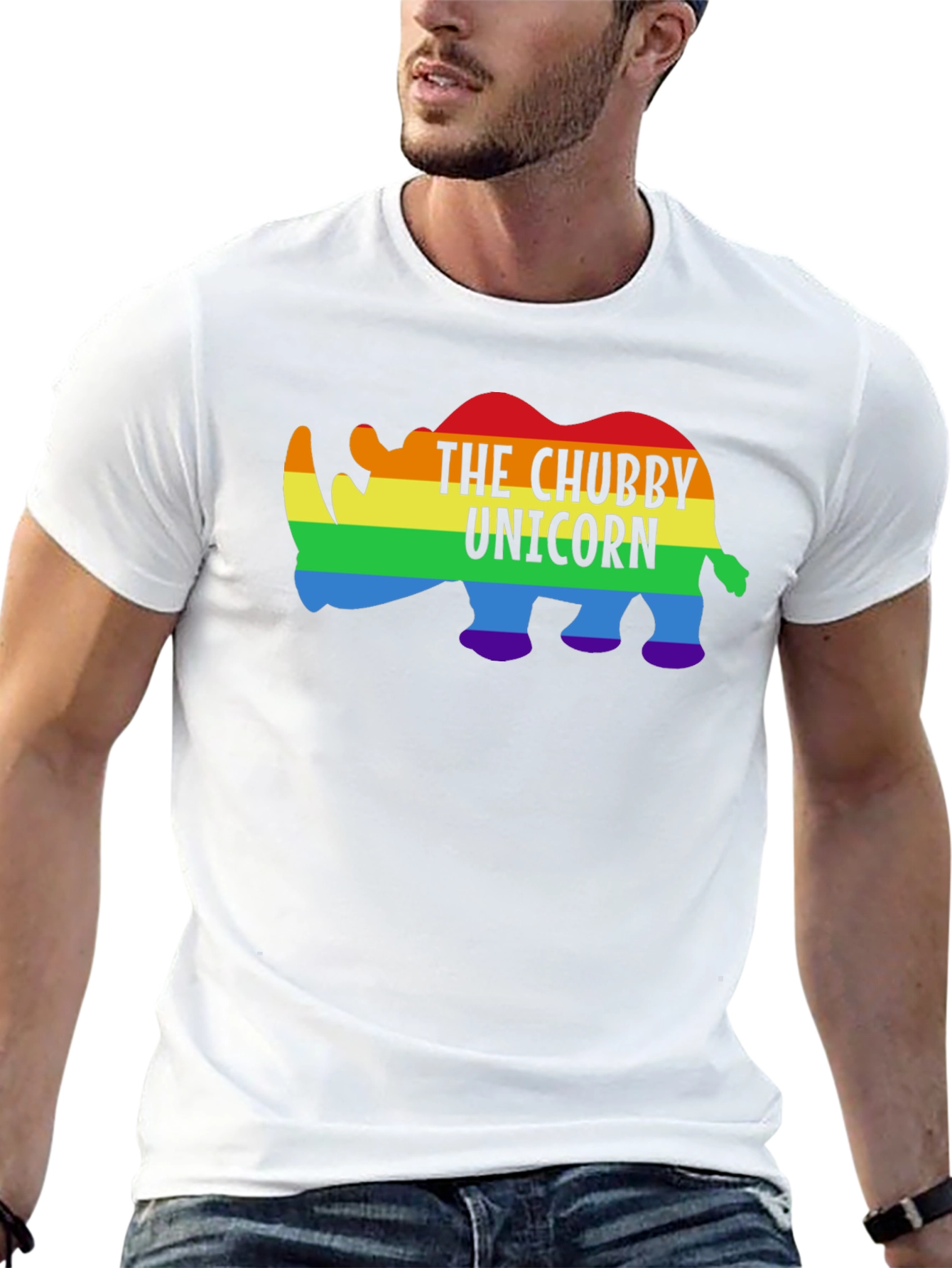 Black Chubby Unicorn Rainbow Graphic Tee view 13