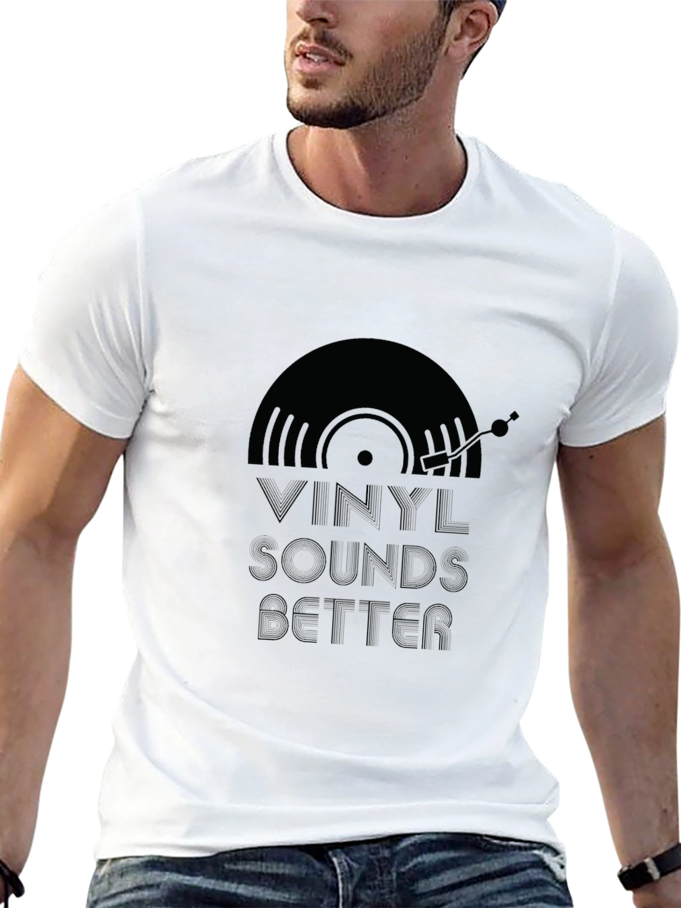Black Vinyl Sounds Better Black Graphic Tee view 13