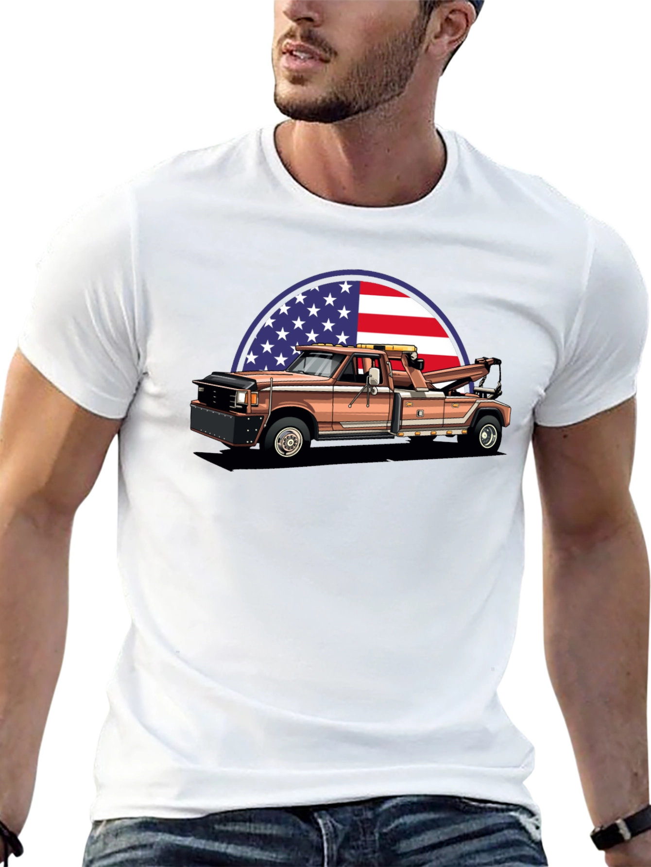 Black American Tow Truck Graphic Tee view 13
