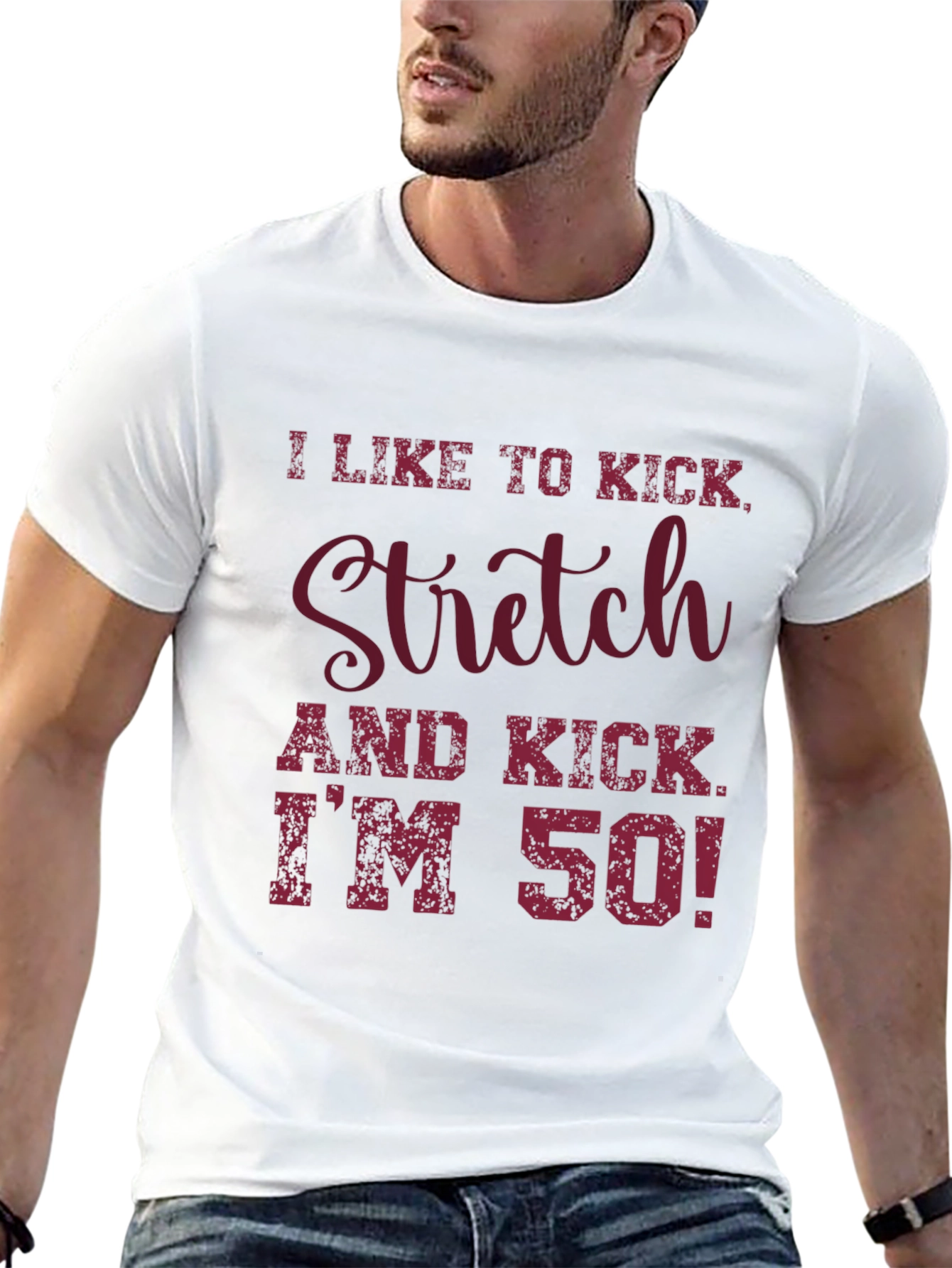 Black I Like to Kick Stretch T-Shirt - 50th Birthday view 13