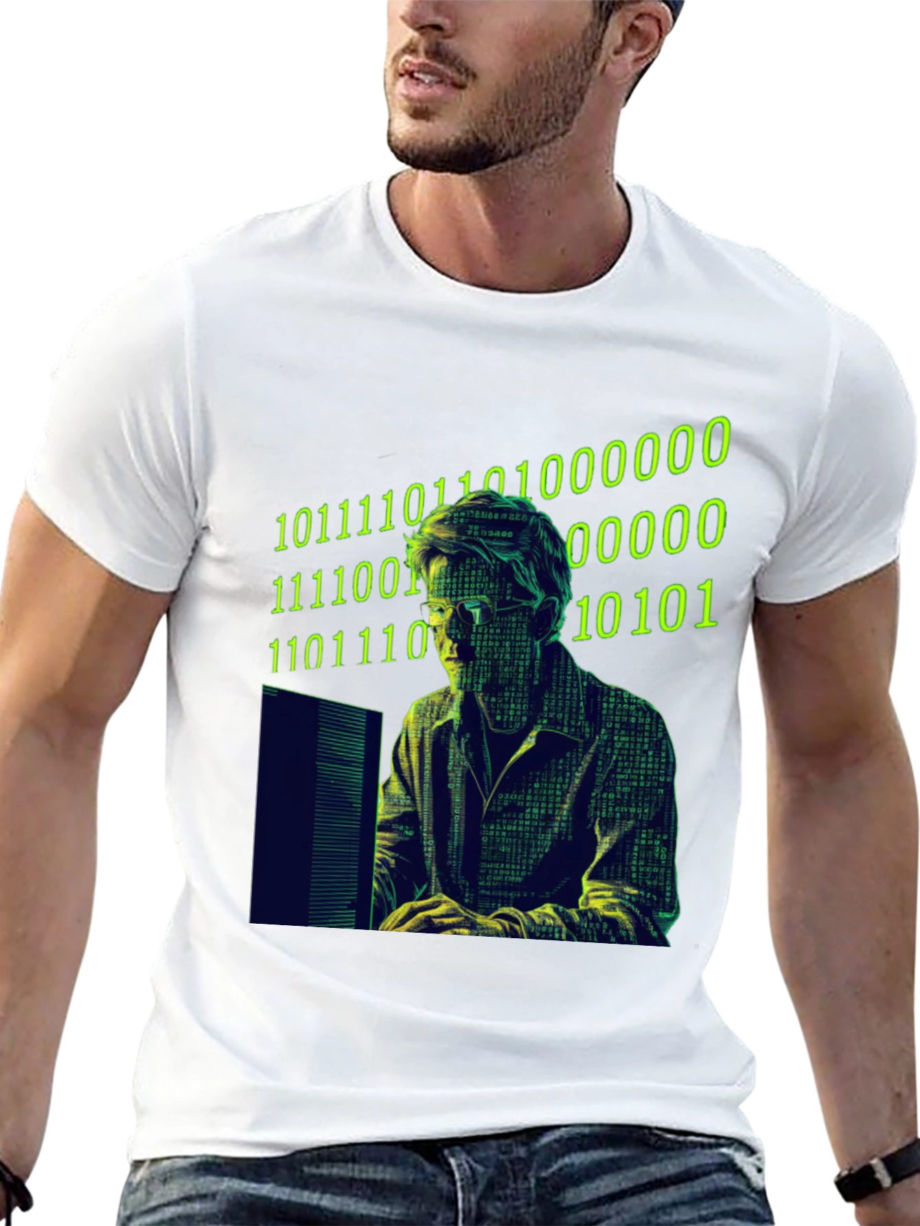 Black Hacker Code Graphic T-Shirt - Black Novelty Tee view 13