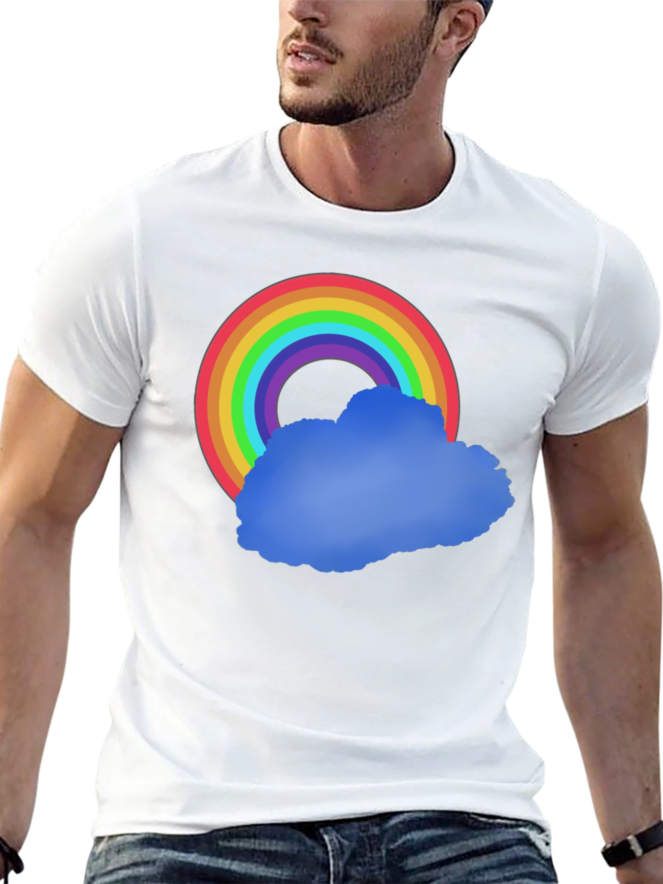 Black Rainbow Cloud Graphic Tee - Black Cotton Comfort view 13