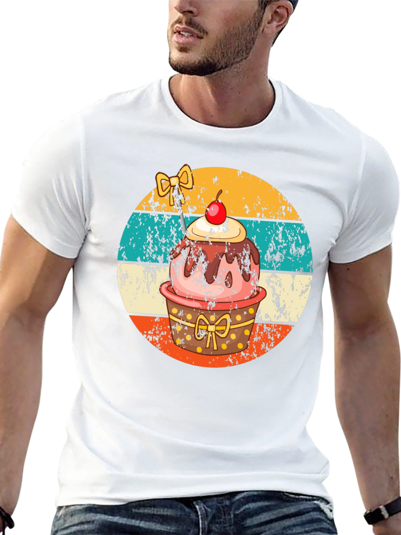 Black Retro Cupcake T-Shirt - Sweet Treat Design view 13