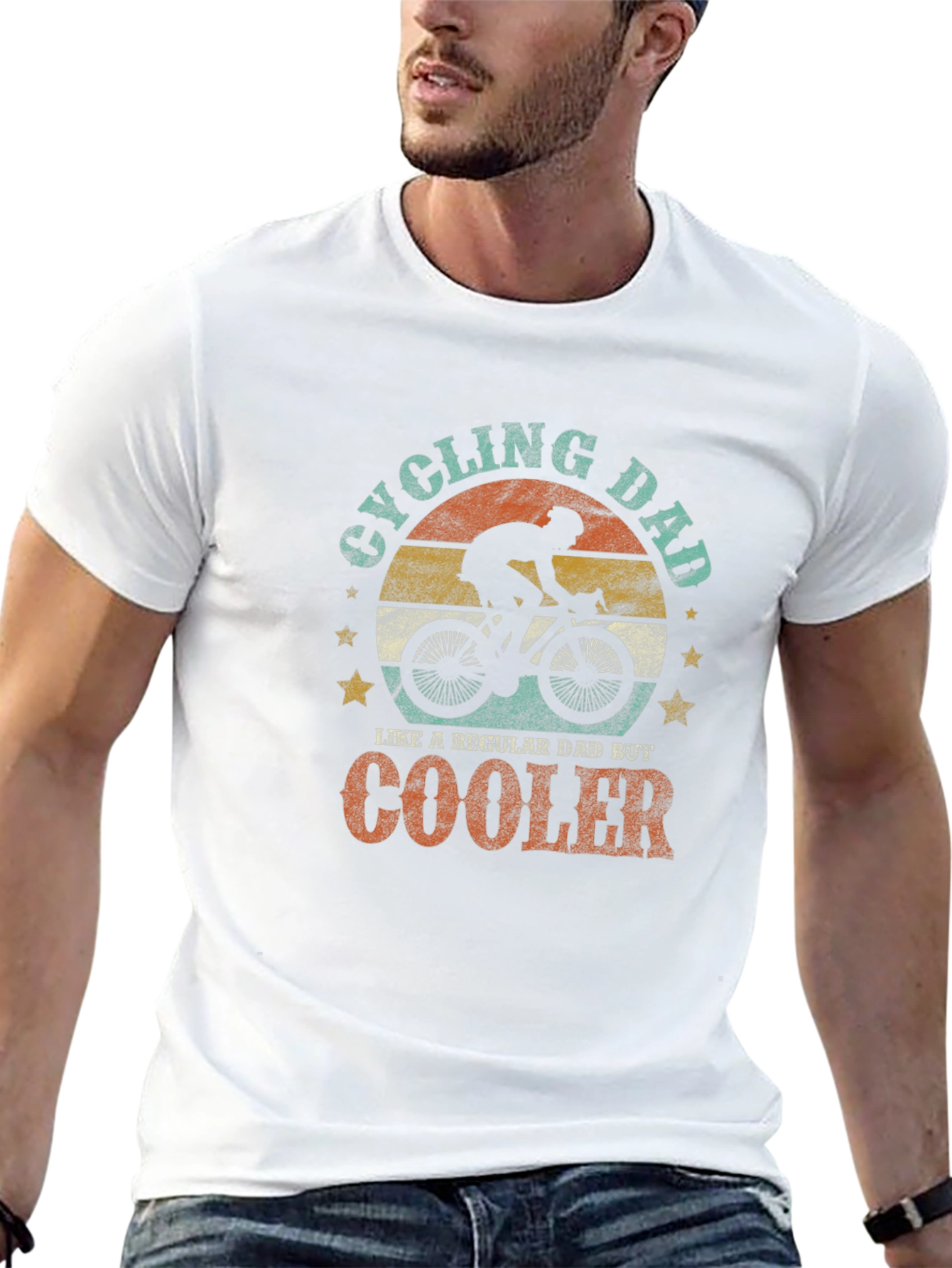 Black Cycling Dad T-Shirt - Retro Design, Cool Father's Day Gift view 13