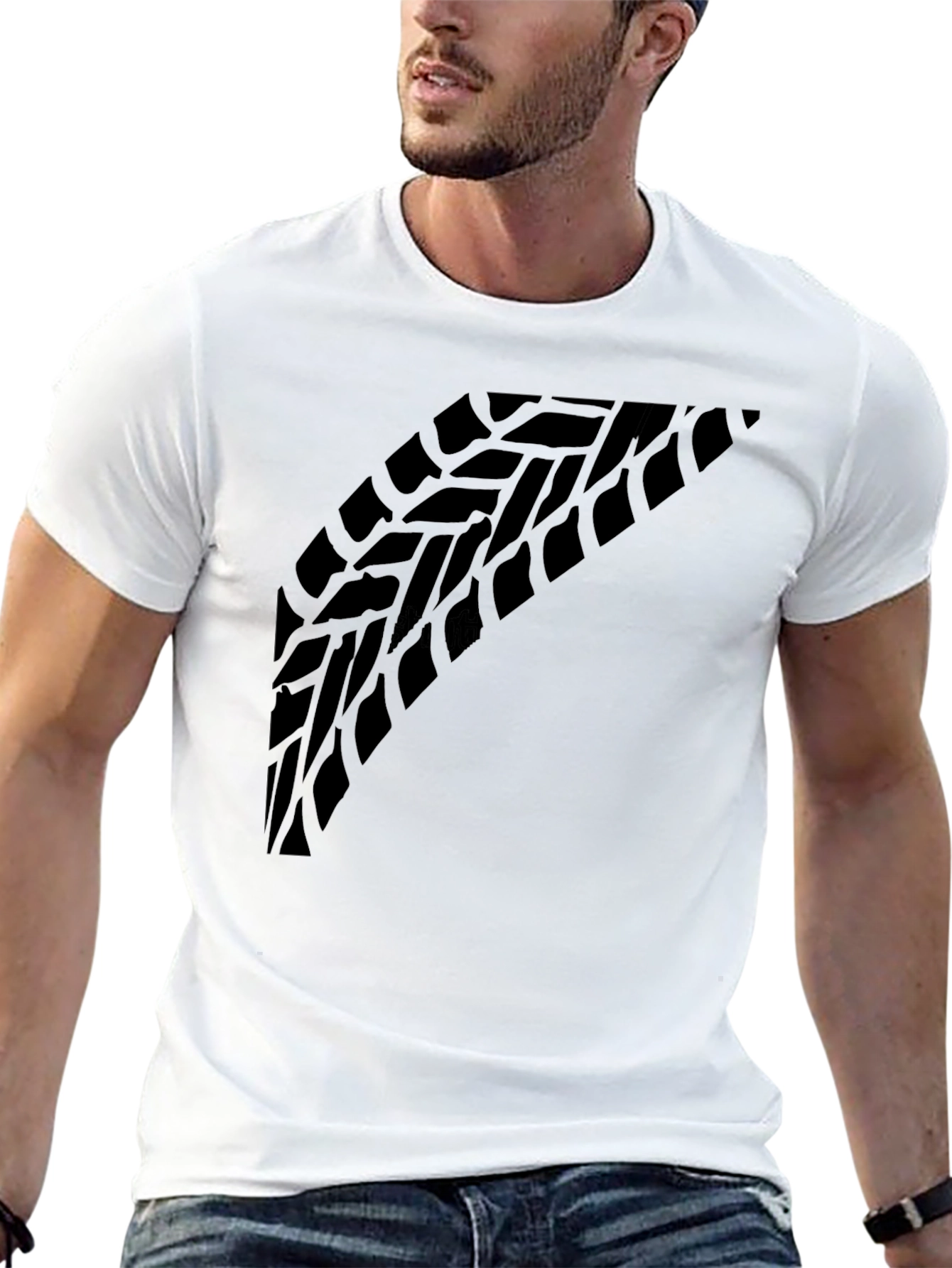 Black Tire Tread Graphic Tee - Black Crew Neck view 13