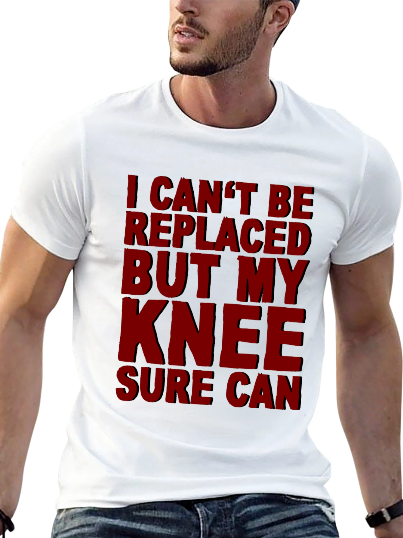 Black Funny Knee Replacement T-Shirt - I Can't Be Replaced view 13