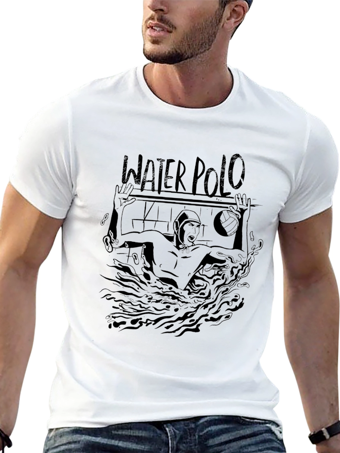 Black Water Polo Graphic T-Shirt for Athletes view 13