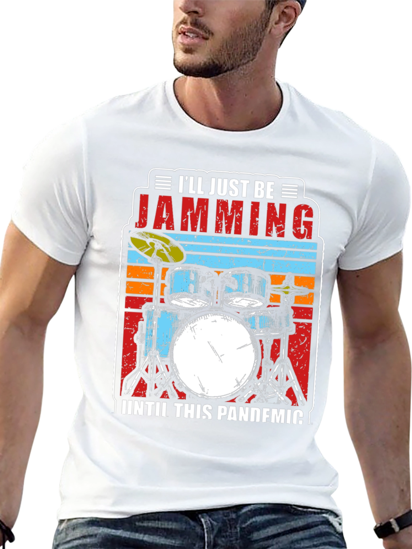 Black Jamming Pandemic T-Shirt - Musician Drummer Tee view 13