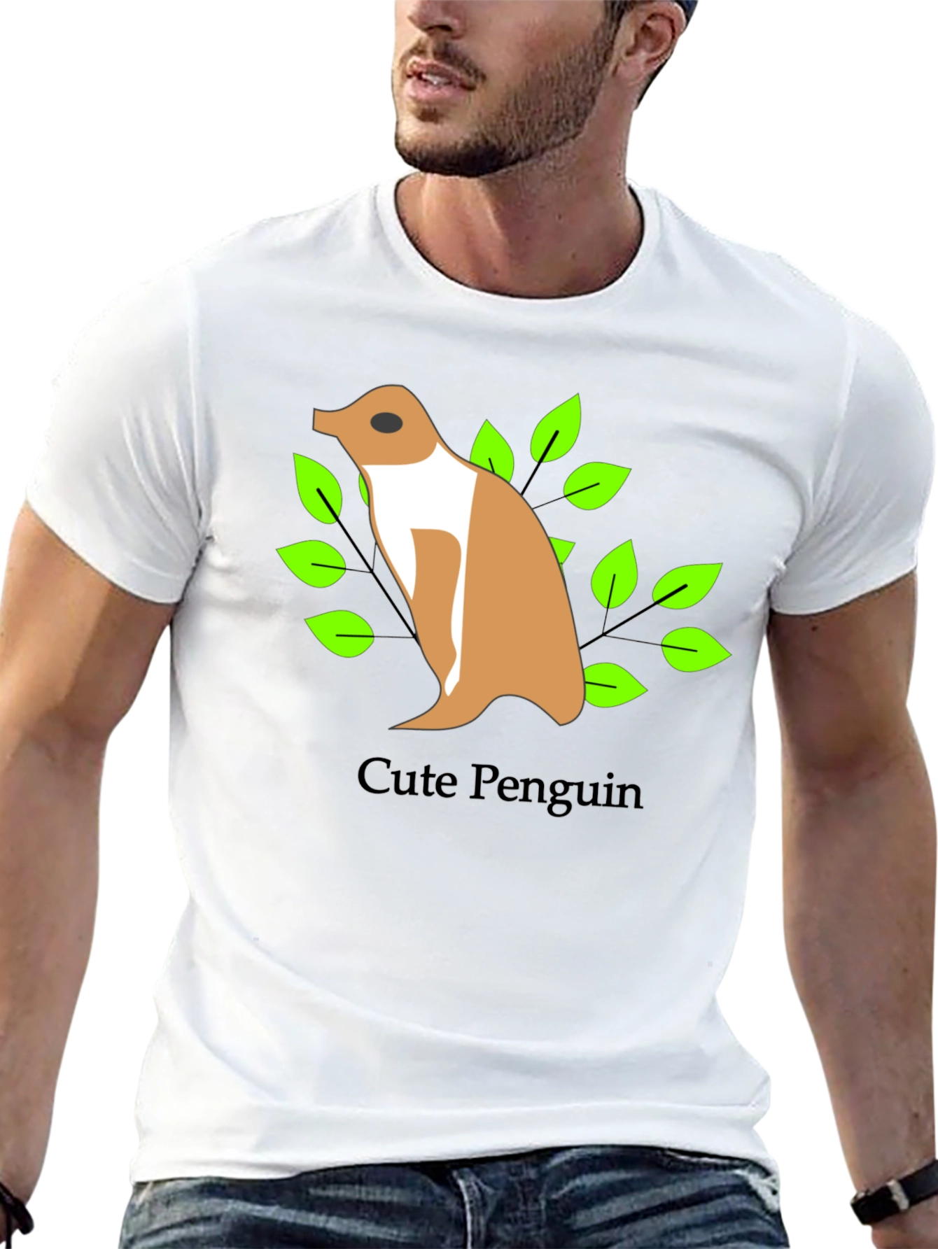 Black Cute Penguin Graphic Black T-Shirt view 13