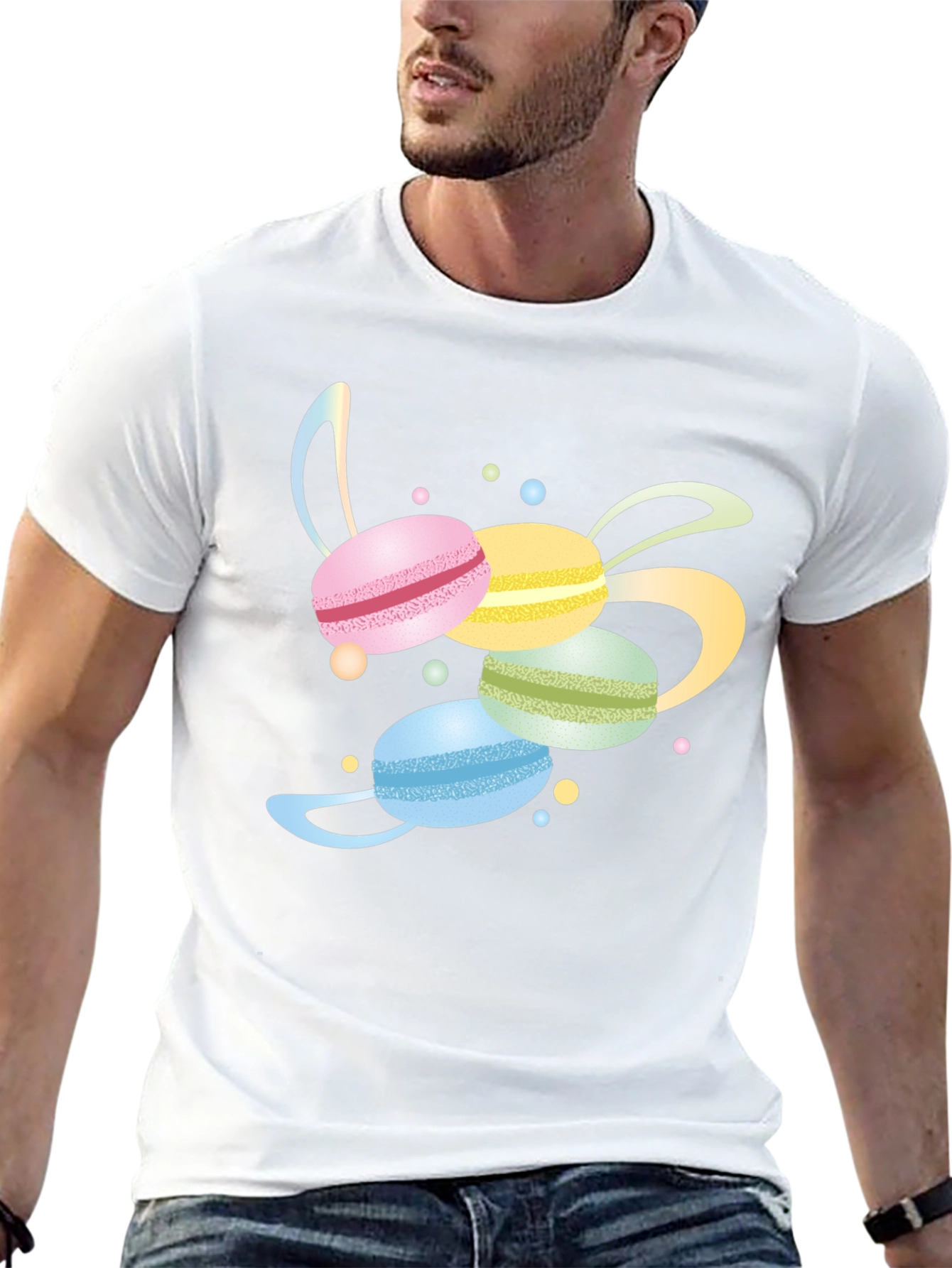 Black Macaron T-Shirt - Sweet Treat Design view 13