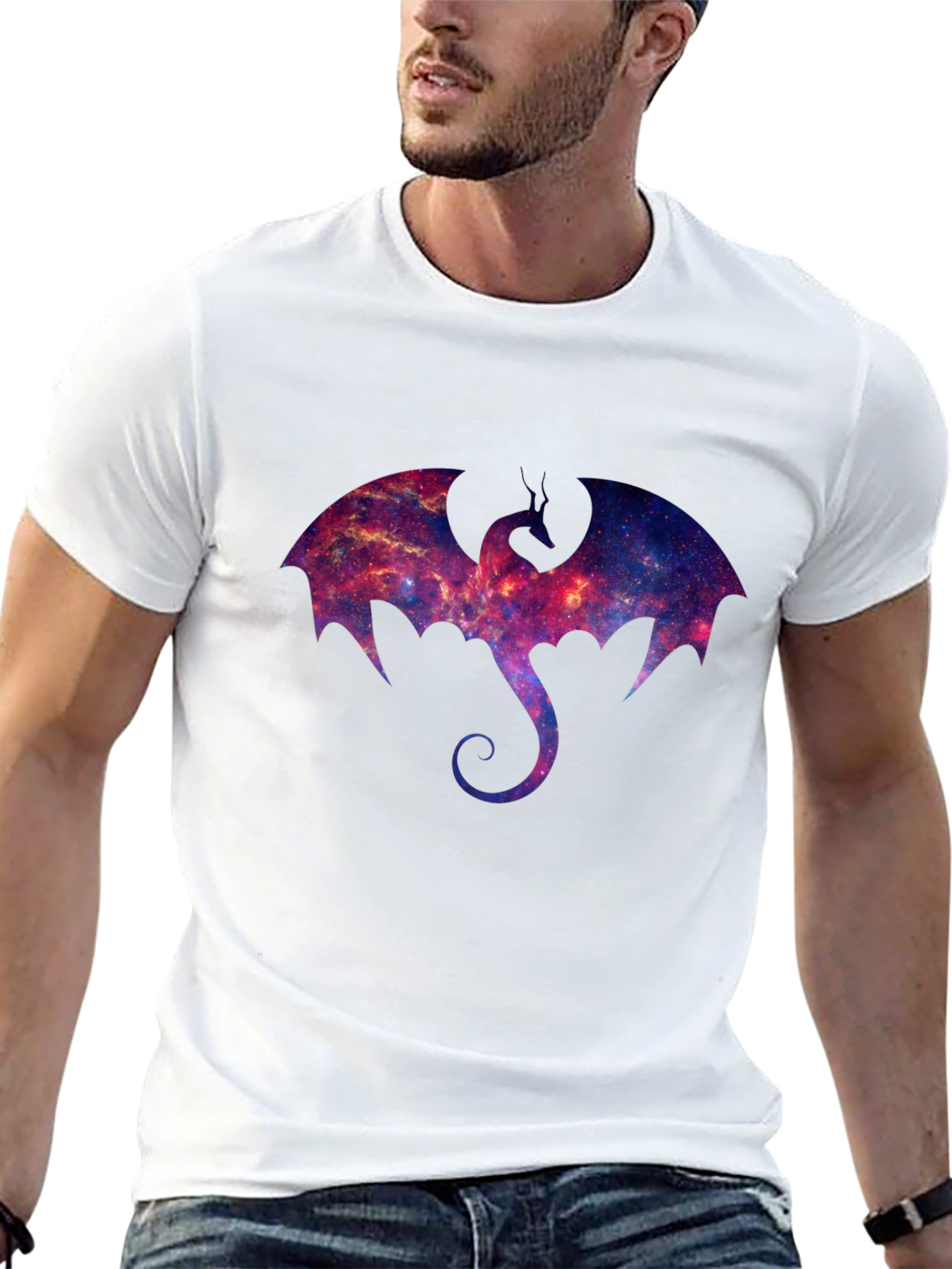 Black Galaxy Dragon Graphic T-Shirt view 13