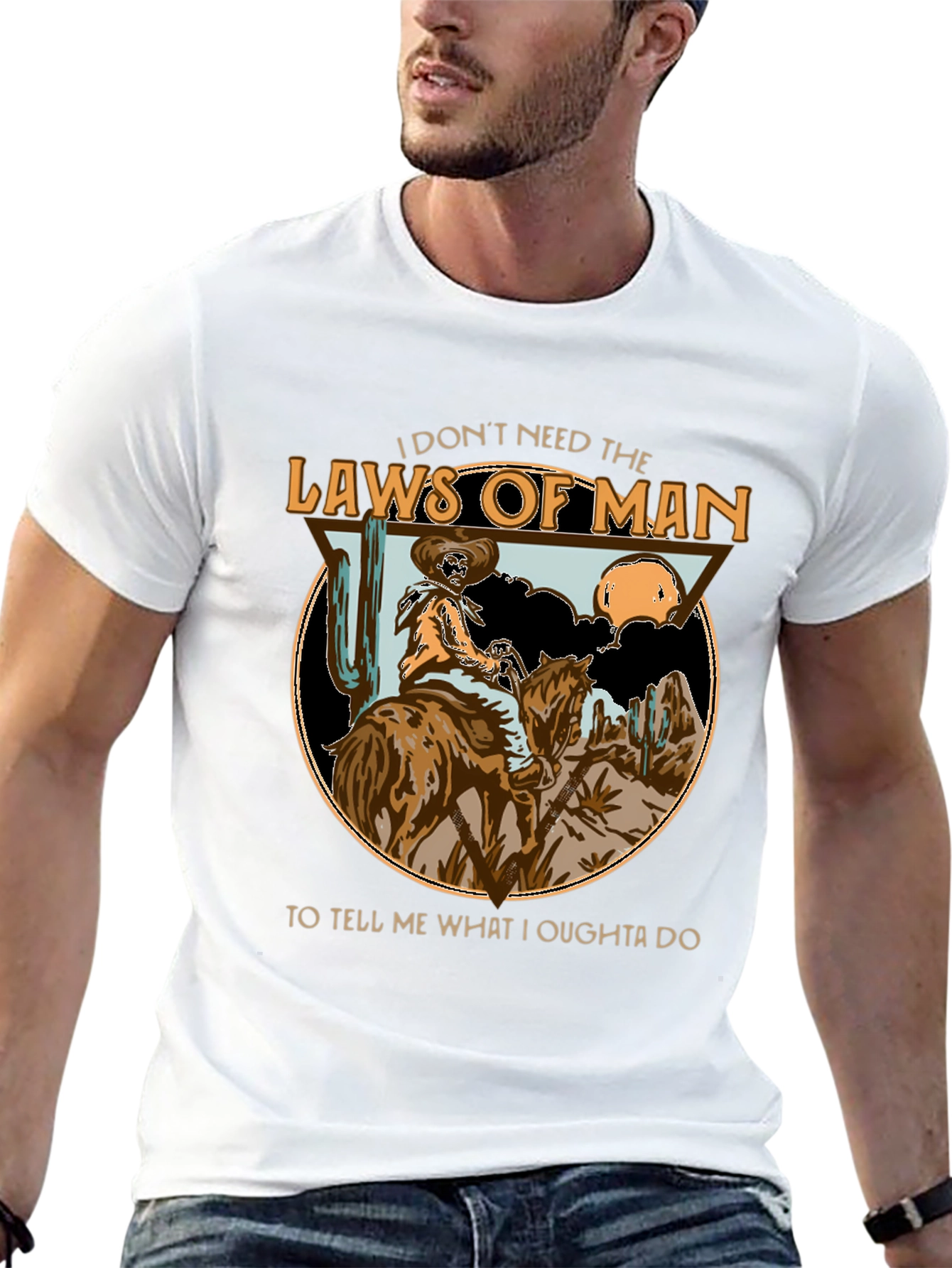 Black Cowboy Laws of Man T-Shirt view 13