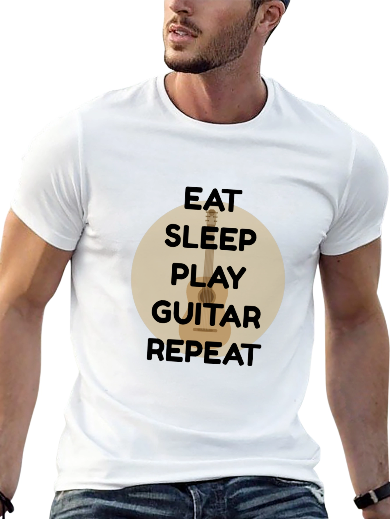 Black Eat Sleep Play Guitar Repeat Black T-Shirt view 13