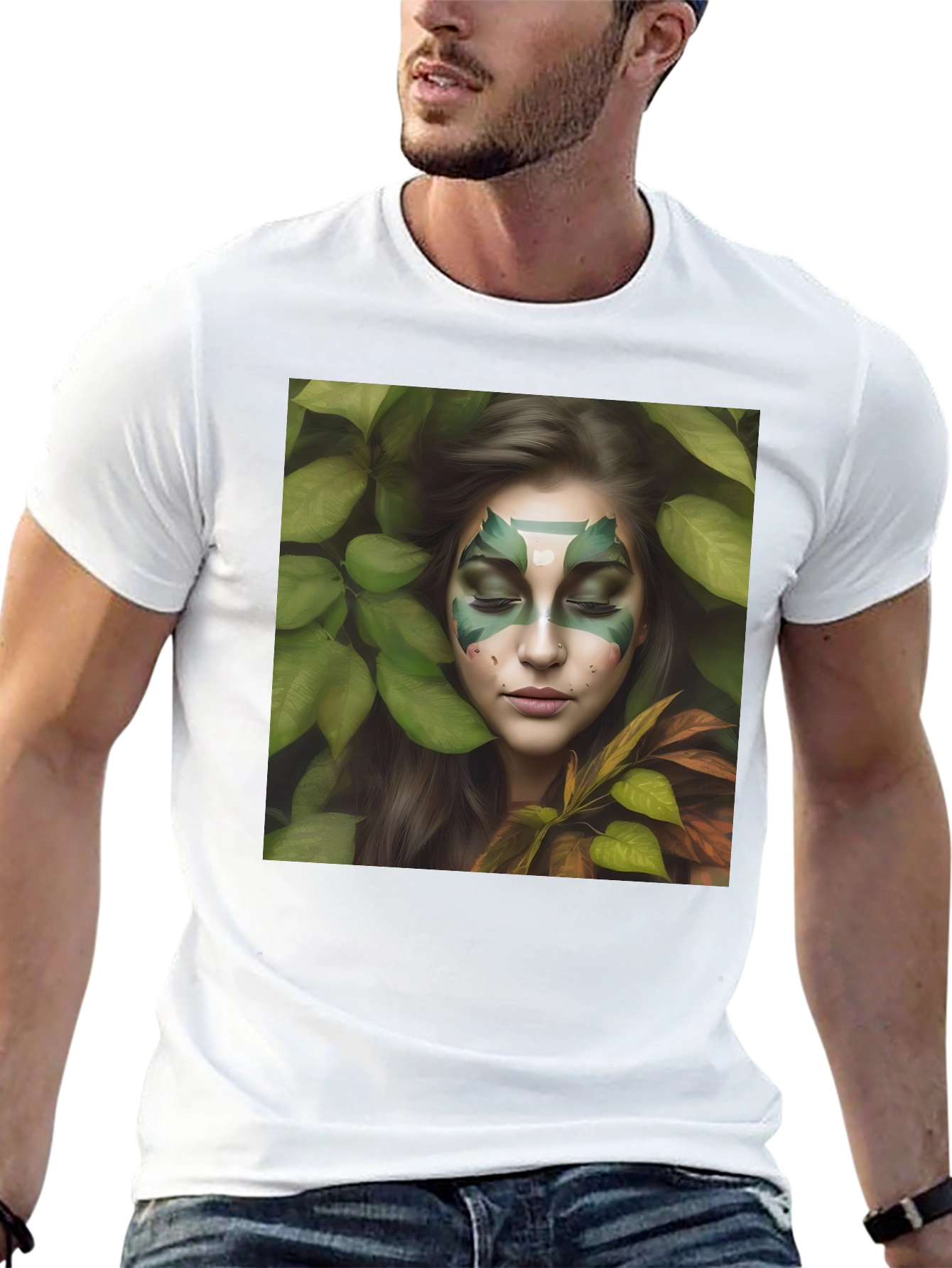 Black Nature Spirit Graphic Tee - Black Cotton Blend Shirt view 13