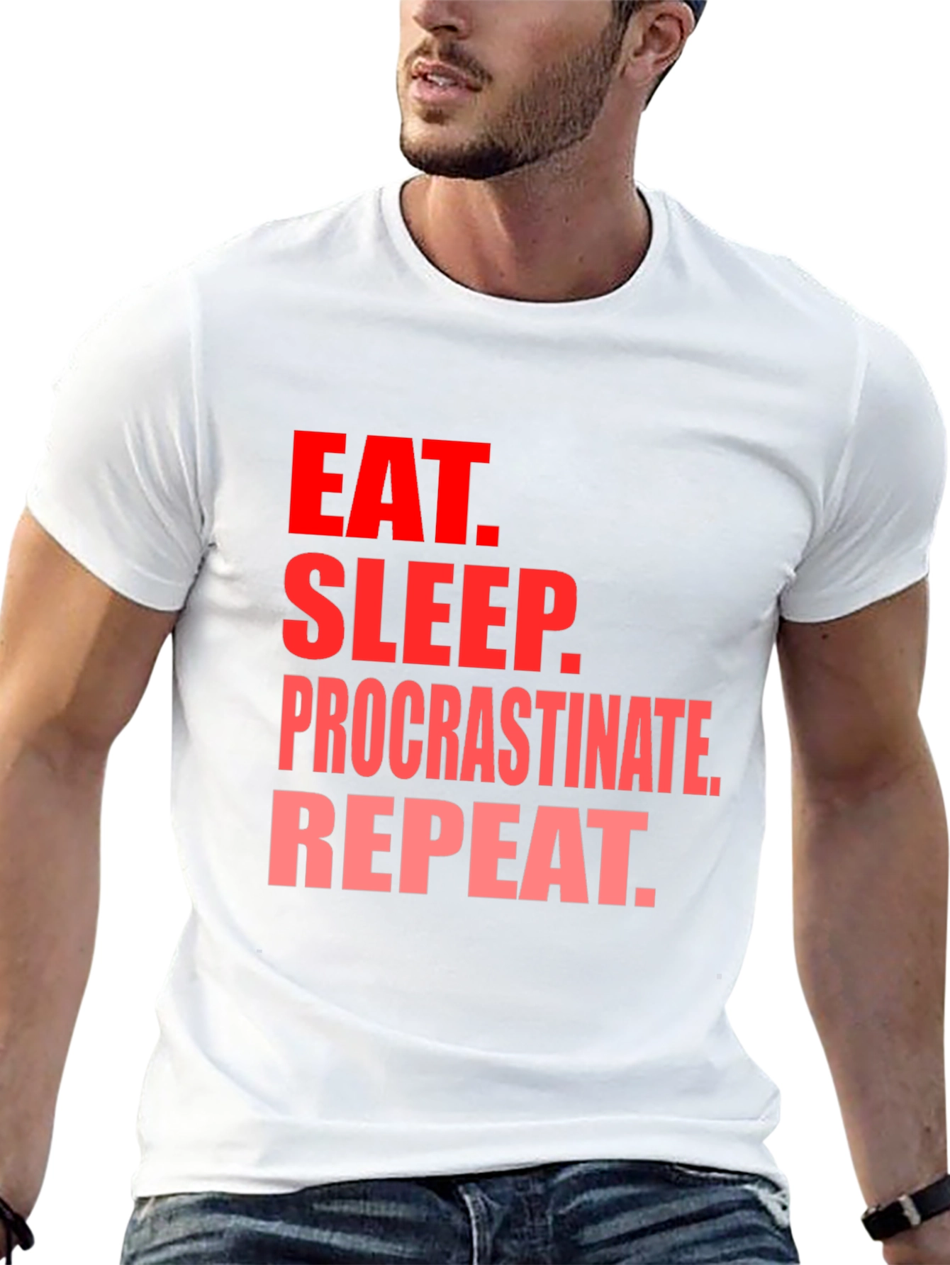 Black Eat Sleep Procrastinate Repeat Black T-Shirt view 13