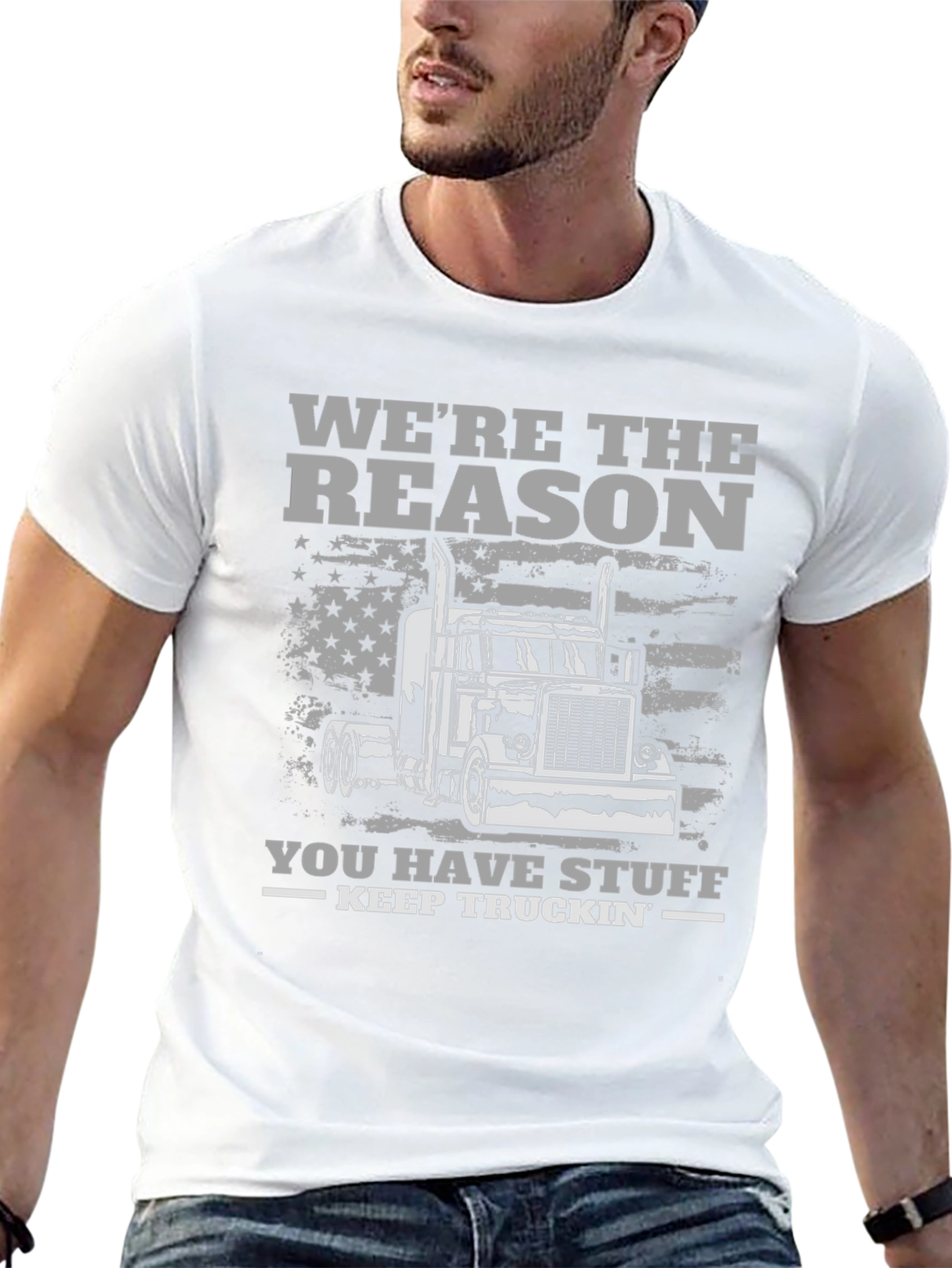 Black Trucker T-Shirt - We're the Reason You Have Stuff - Keep Truckin view 13