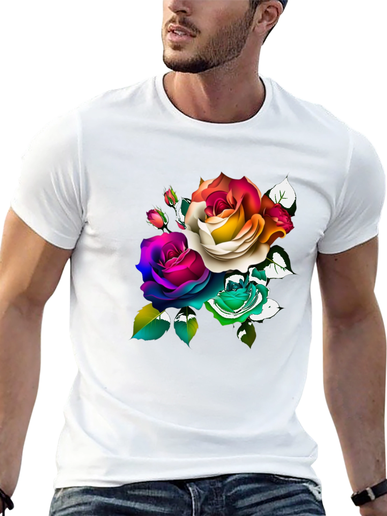 Black Floral Graphic Black T-Shirt view 13