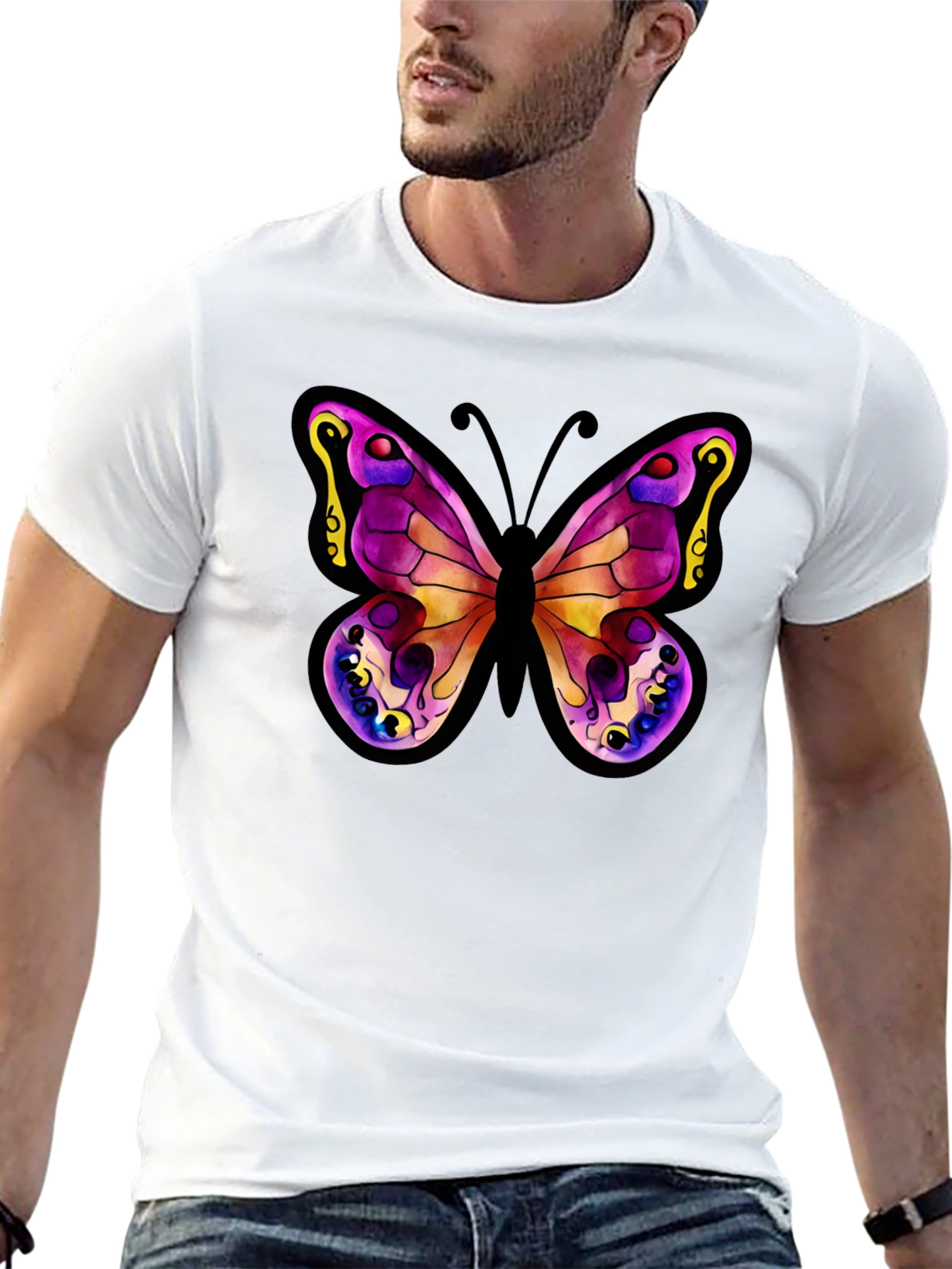 Black Butterfly Graphic Tee - Stylish Black Cotton Shirt view 13