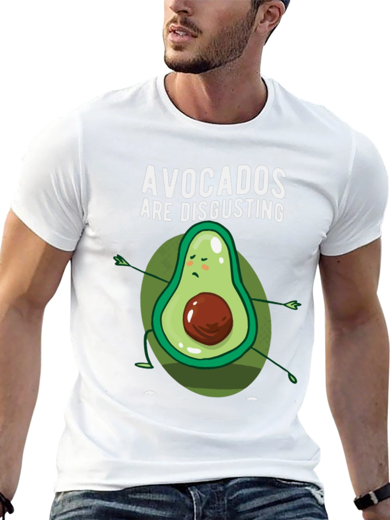Black Funny Avocado Graphic Tee - 'Avocados Are Disgusting' T-Shirt view 13