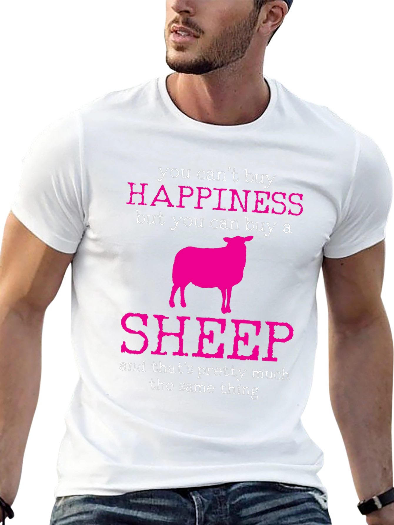 Black Happiness Sheep Graphic Tee view 13