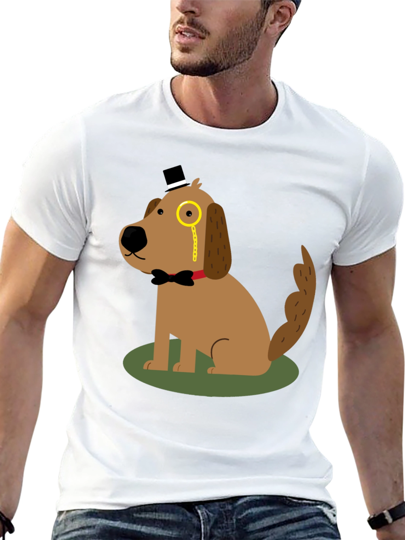 Black Dapper Dog T-Shirt: Cartoon Gentleman view 13