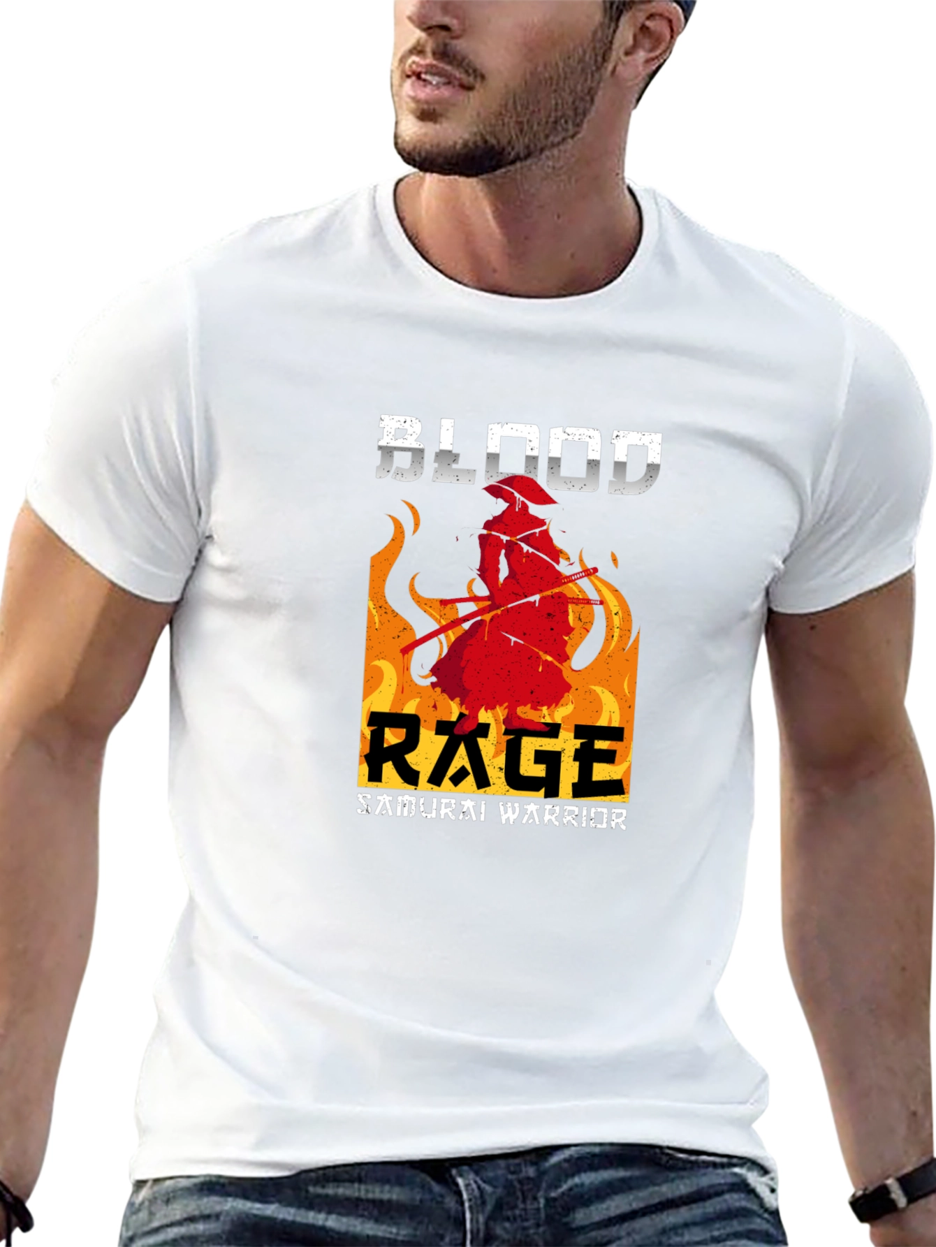 Black Blood Rage Samurai Warrior Graphic Tee view 13