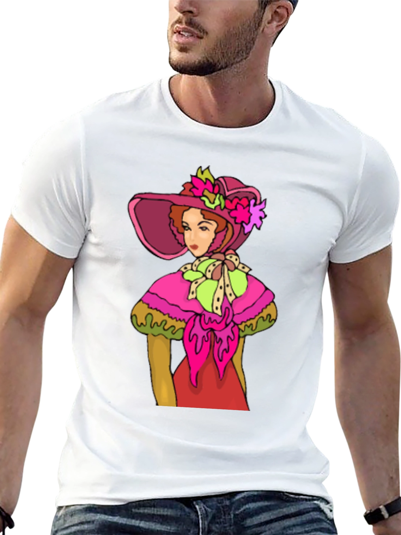 Black Vintage Lady Tee: Chic Retro Style view 13