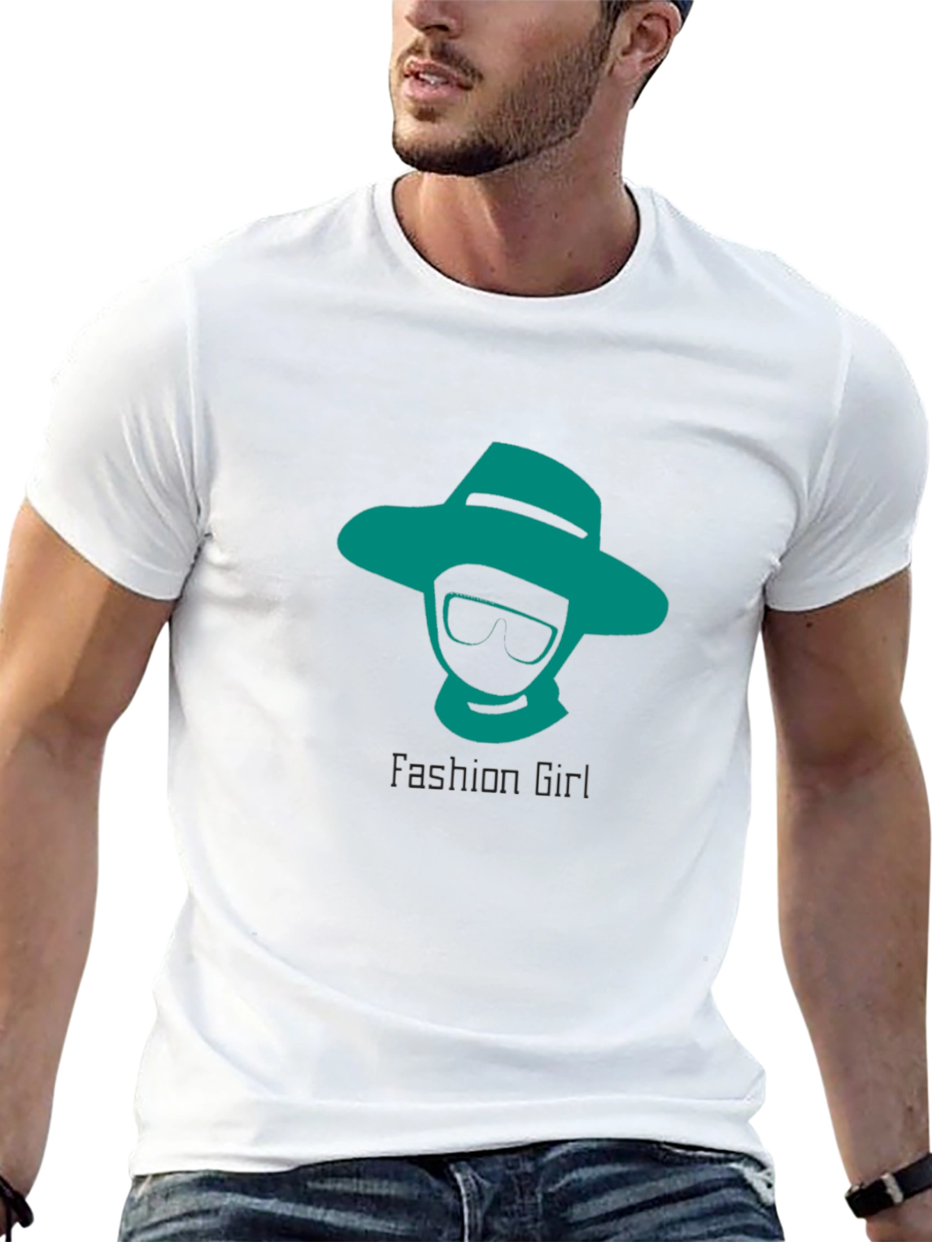 Black Fashion Girl Graphic Tee - Black Cotton T-Shirt view 13
