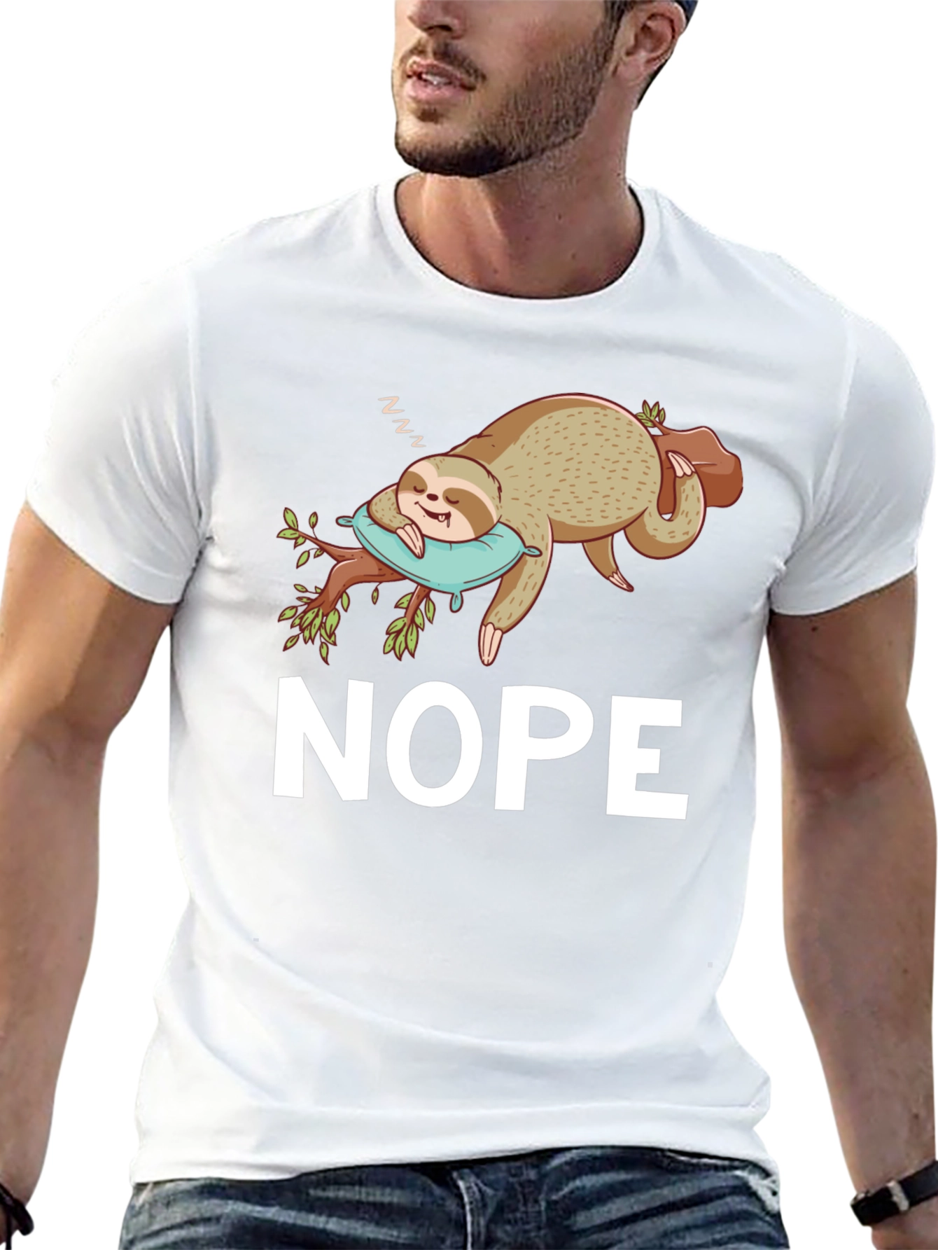 Black Nope Sloth T-Shirt - Sleepy & Funny view 13