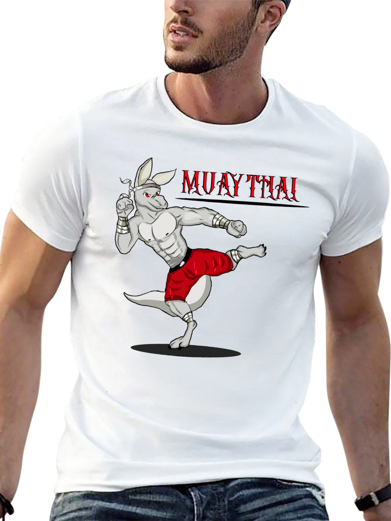 Black Muay Thai Kangaroo Graphic T-Shirt view 13