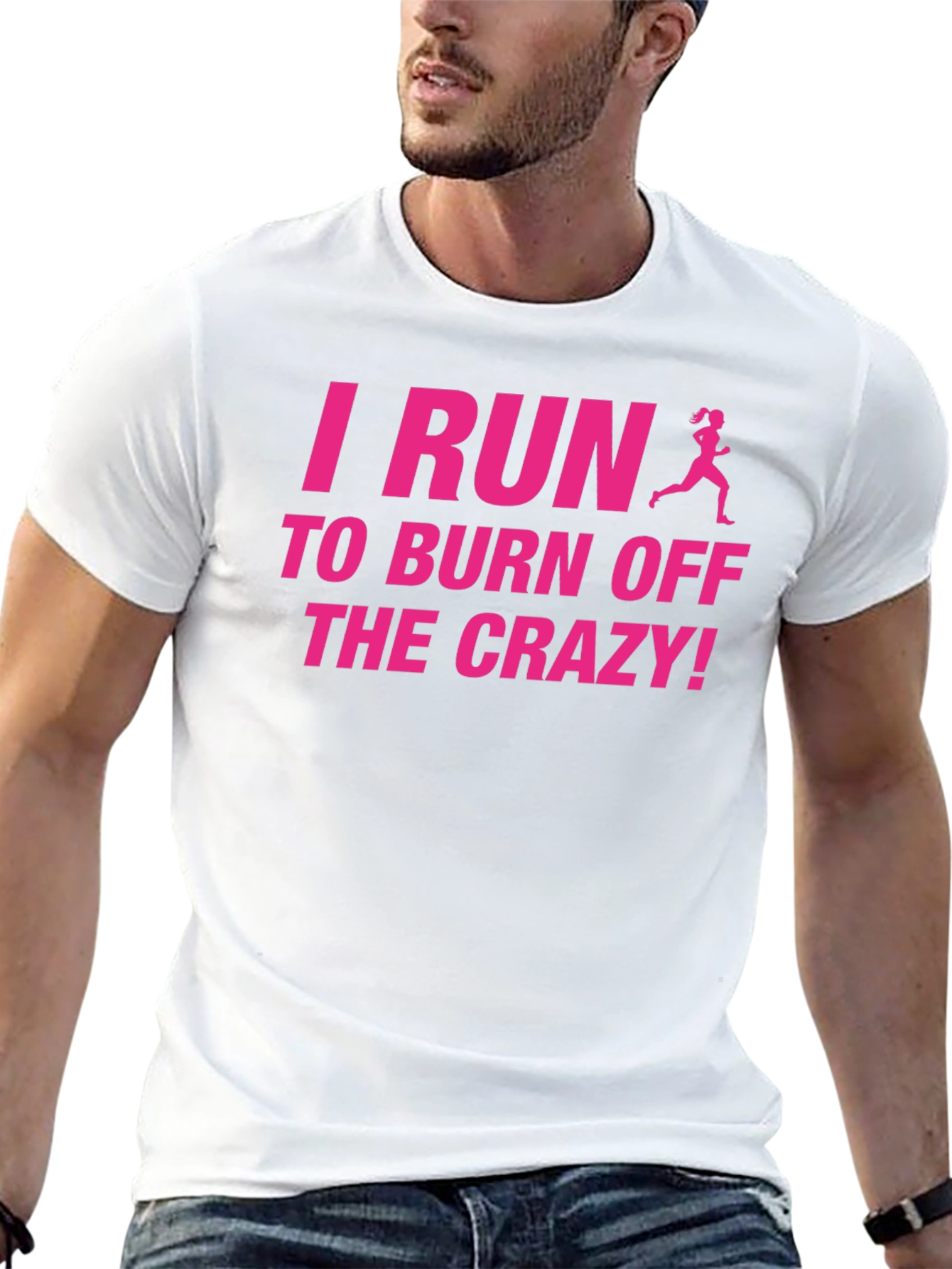 Black I Run to Burn Off the Crazy T-Shirt - Funny Running Tee view 13