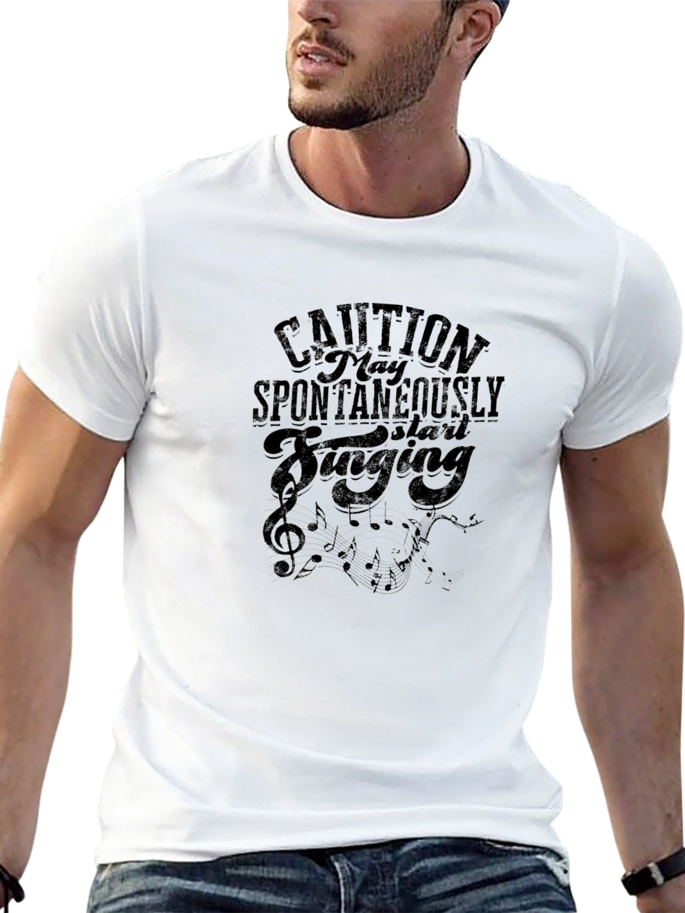 Black Caution May Spontaneously Start Singing T-Shirt view 13