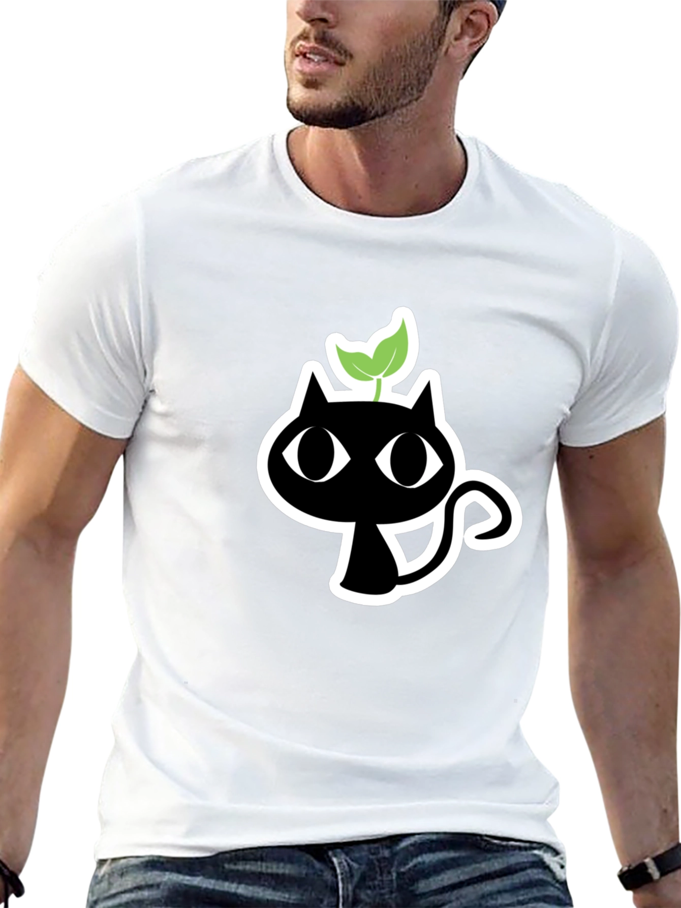 Black Black Cat Plant T-Shirt - Unique Graphic Tee view 13