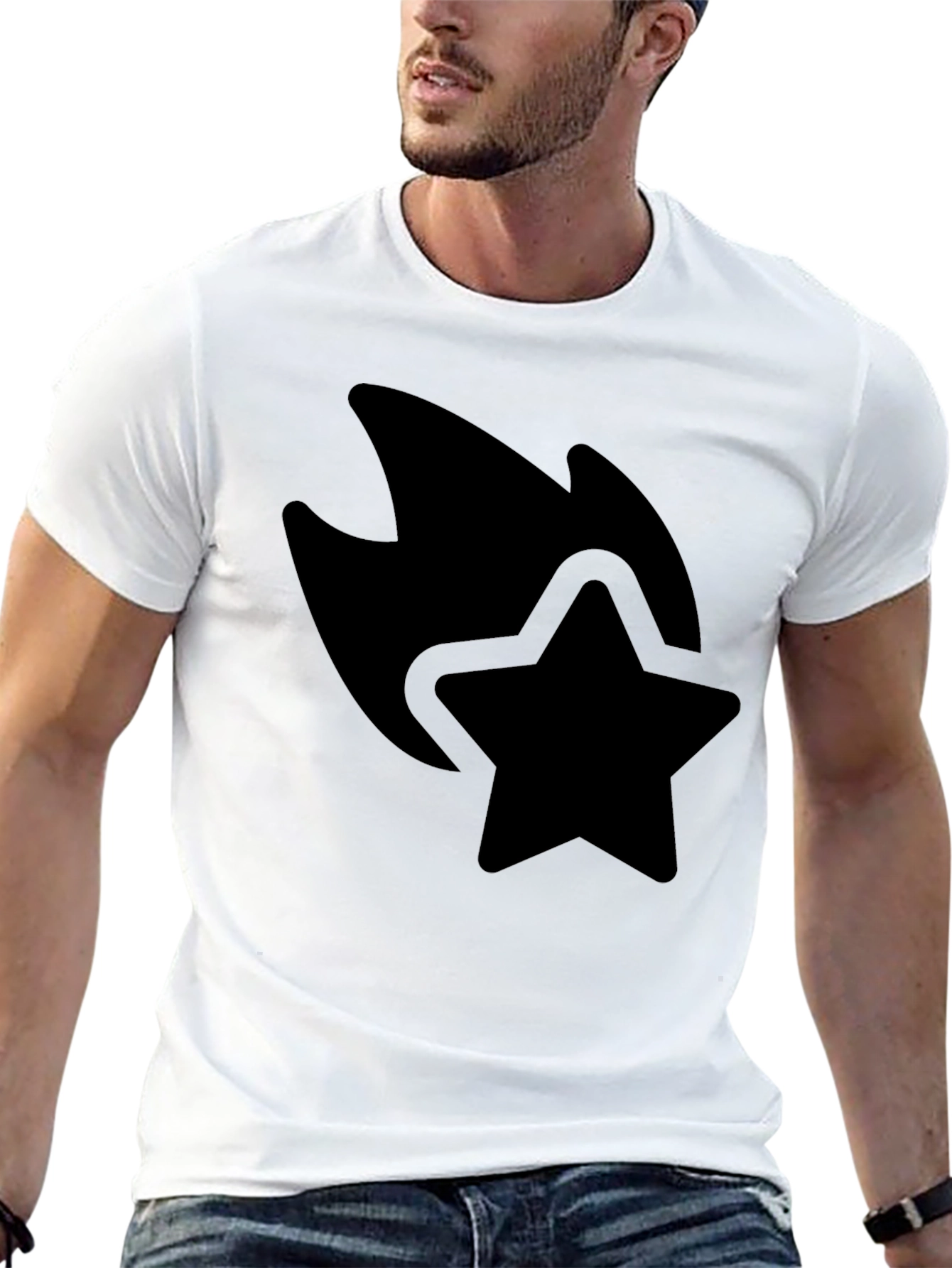 Black Star Comet Graphic Black T-Shirt Casual Wear view 13