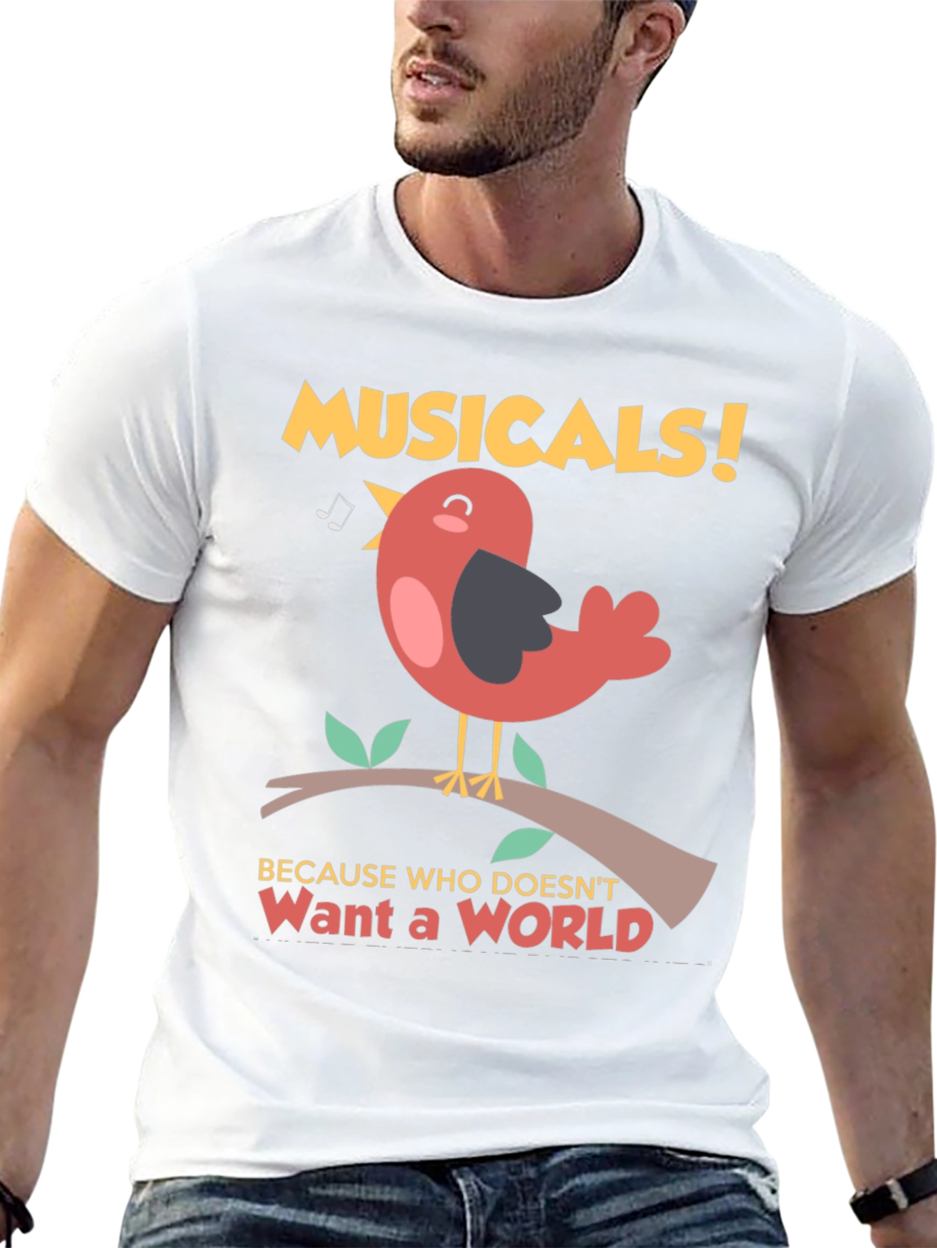 Black Musical Bird T-Shirt -  'Want a World' Tee view 13