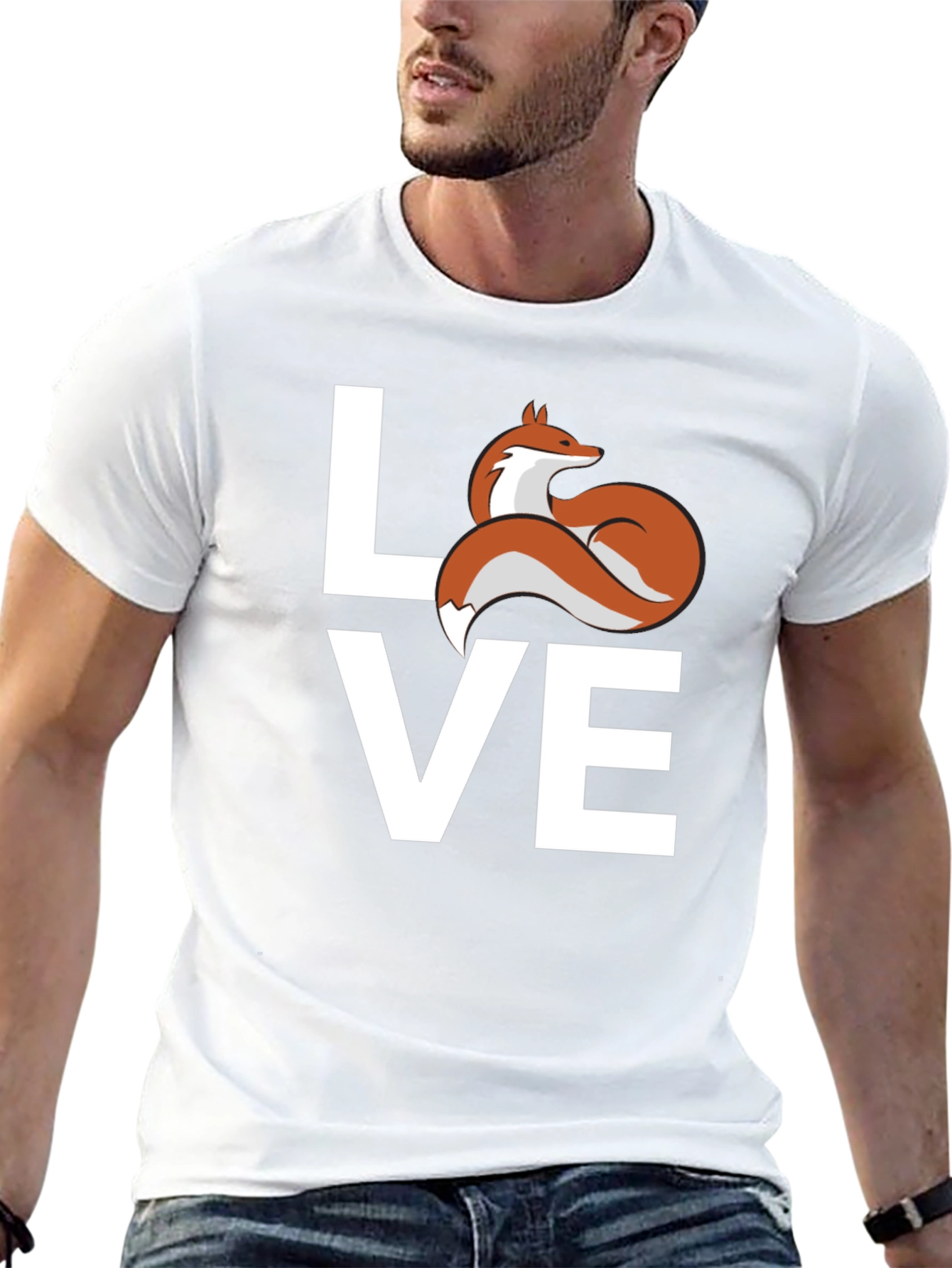 Black Love Fox Graphic T-Shirt - Cute Animal Tee view 13