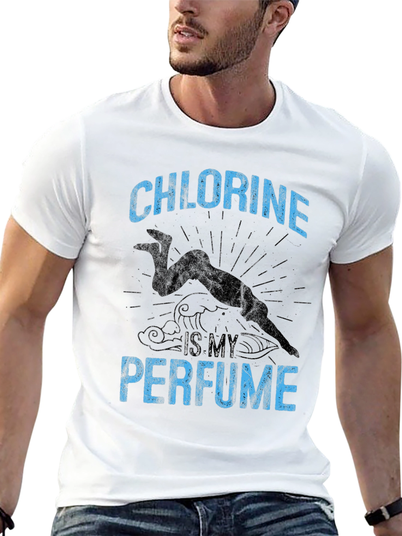 Black Chlorine is My Perfume Funny Swimmer T-Shirt view 13