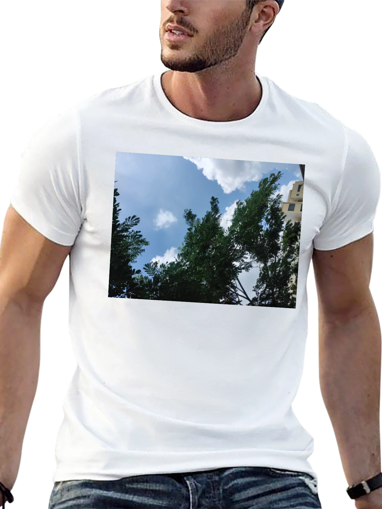 Black Sky Through Trees Graphic Tee - Nature Lover's Shirt view 13