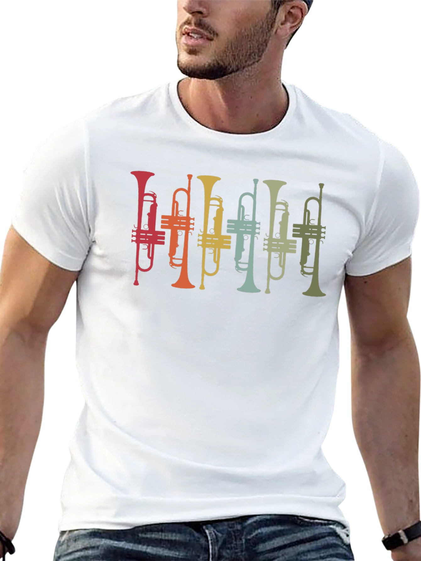 Black Retro Trumpet Band Graphic T-Shirt - Black view 13