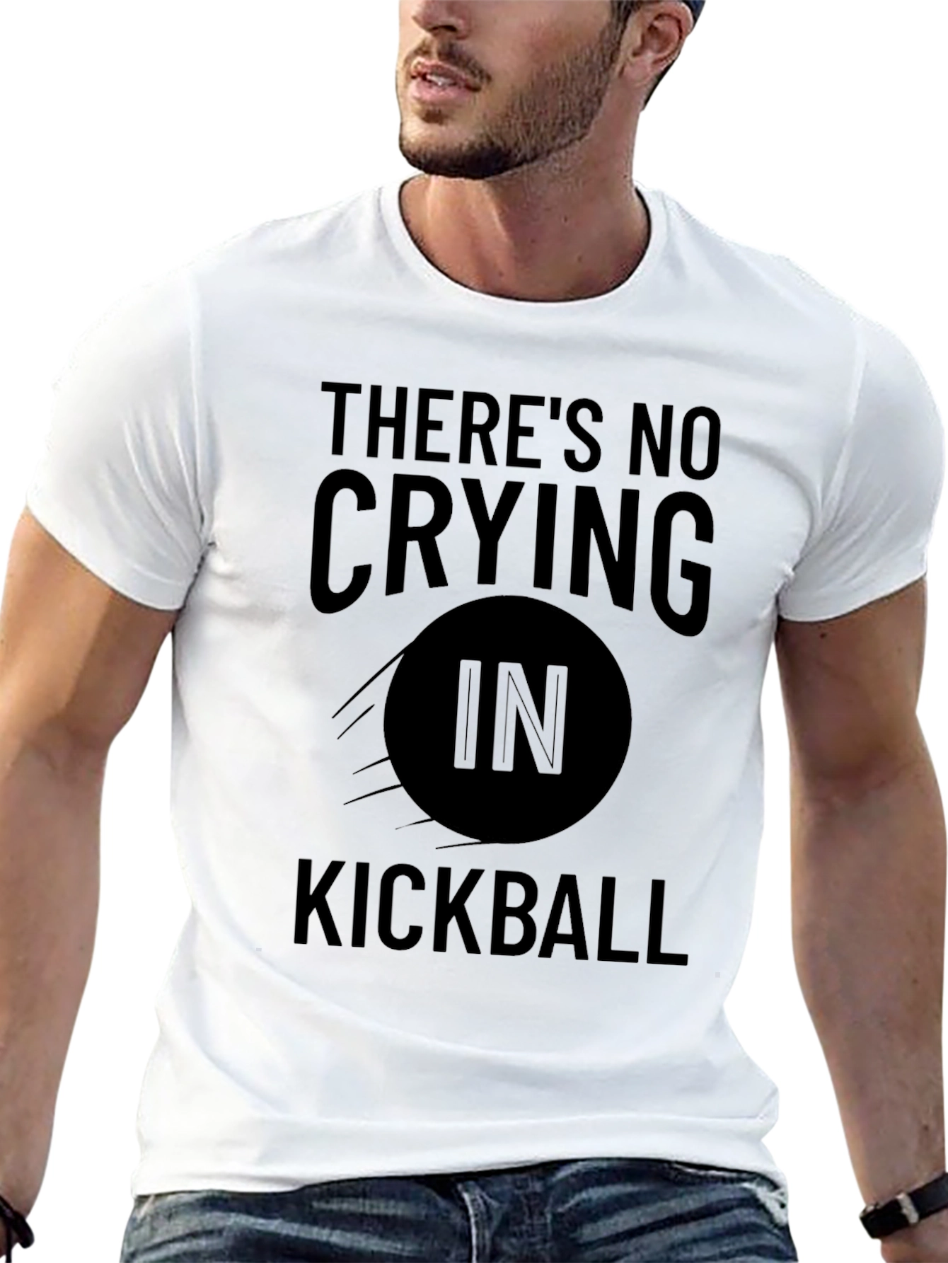 Black There's No Crying In Kickball T-Shirt view 13