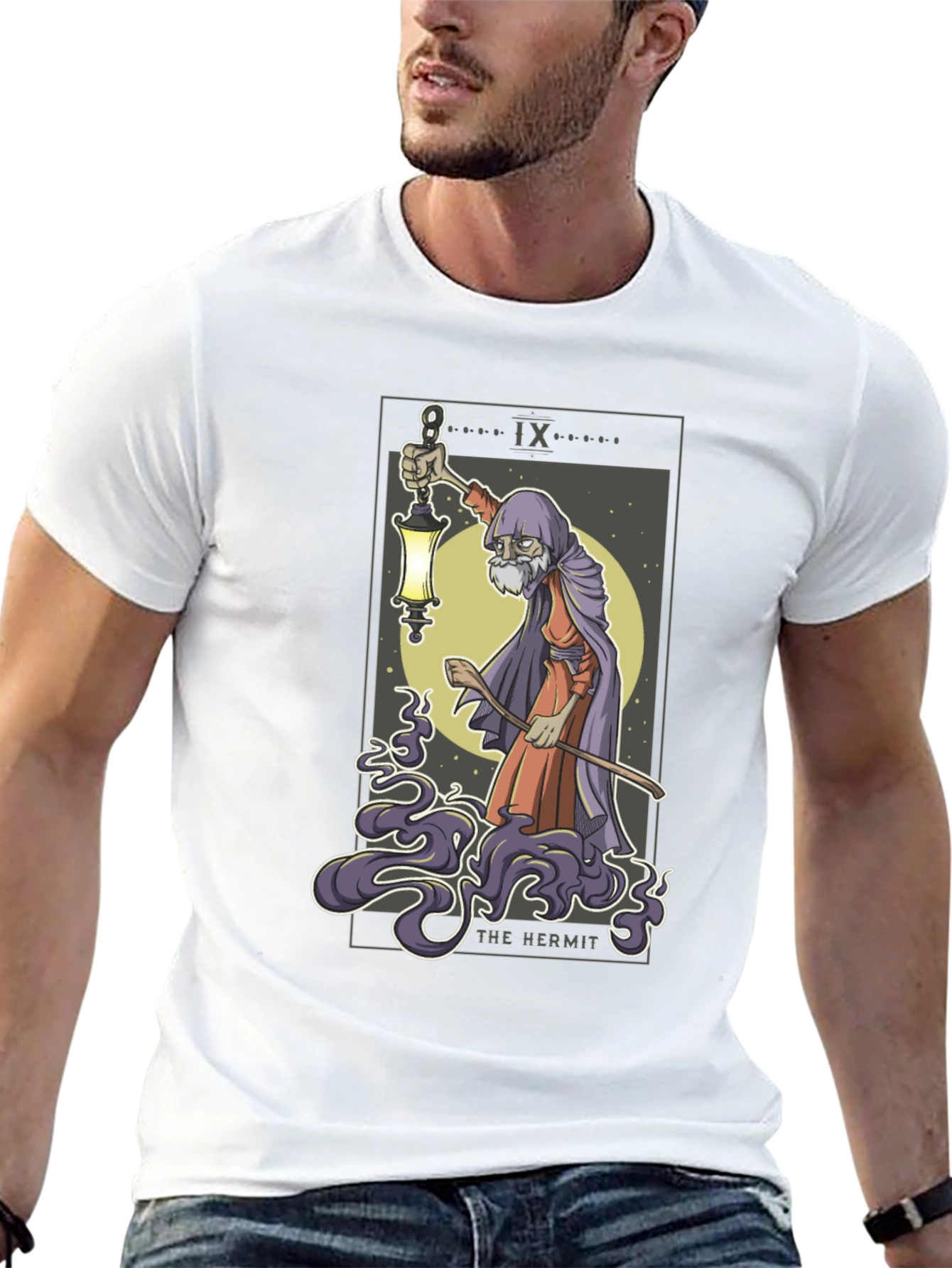 Black The Hermit Tarot Card Graphic Tee view 13