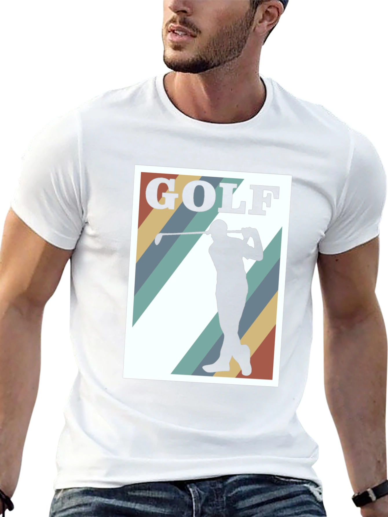 Black Golf Silhouette Tee - Retro Style Golfer T-Shirt view 13