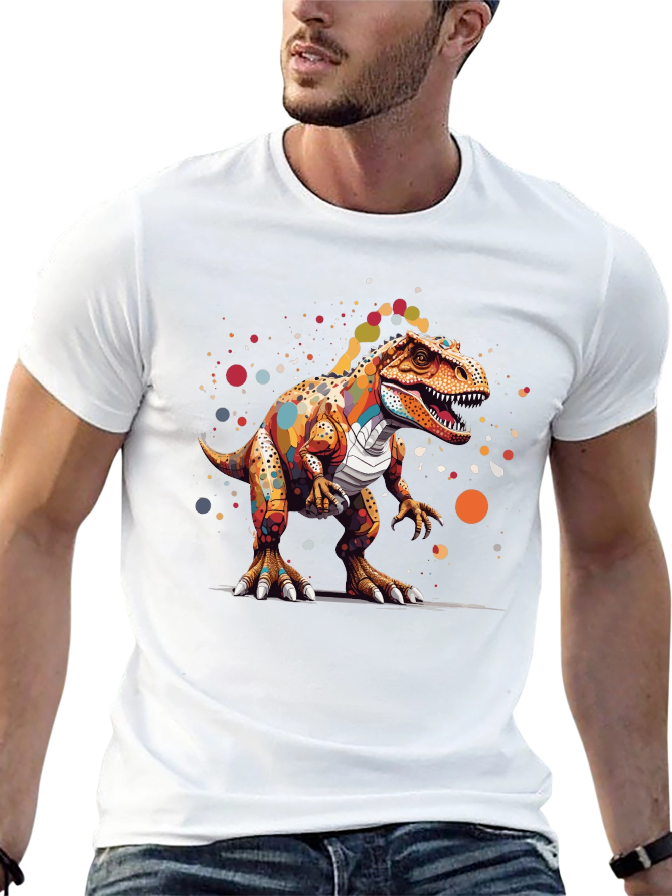 Black Colorful Dinosaur Graphic T-Shirt view 13