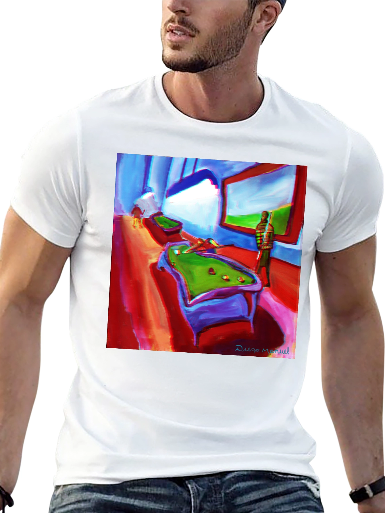 Abstract Pool Hall Painting Graphic T-Shirt - 13