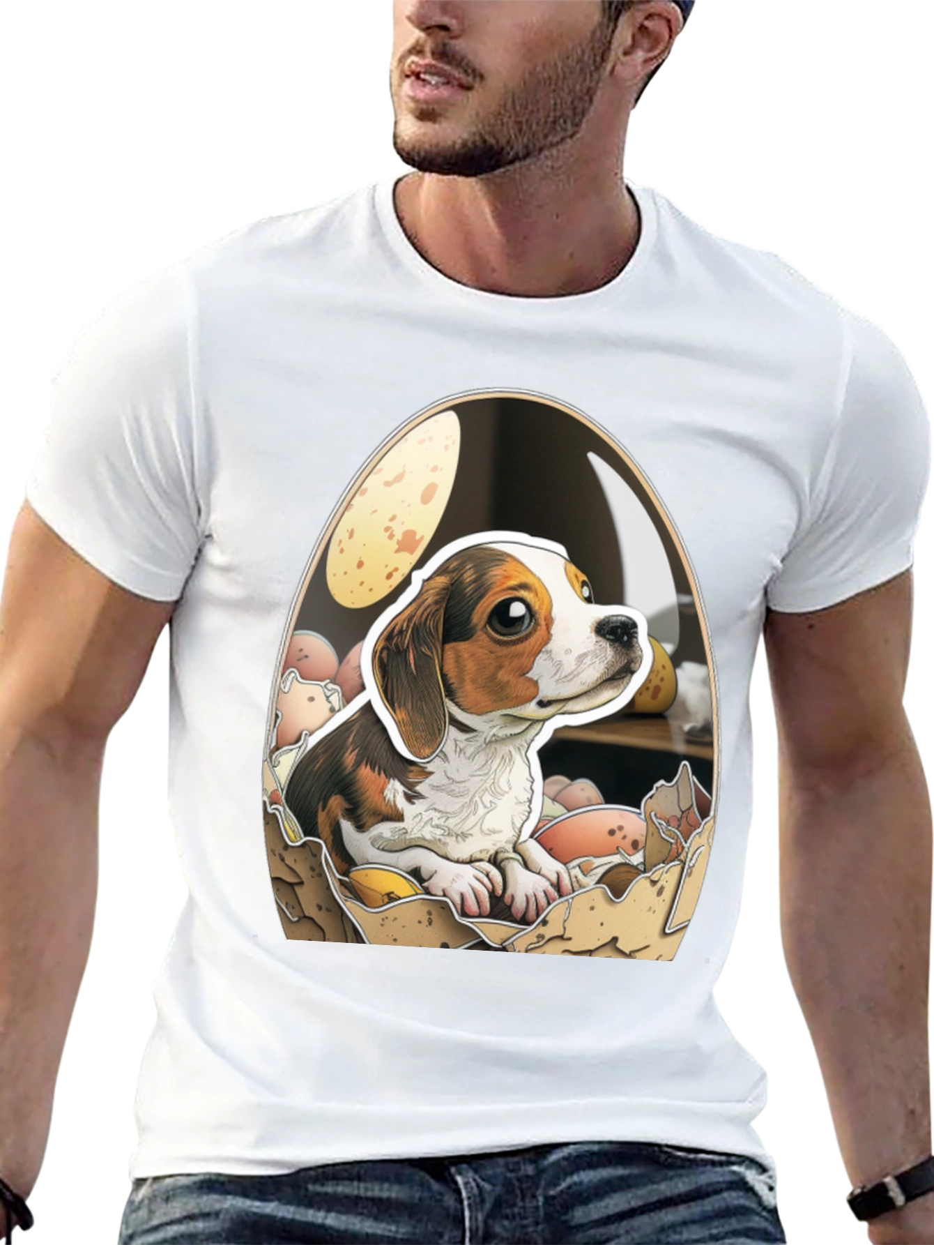 Black Eggcellent Beagle T-Shirt view 13