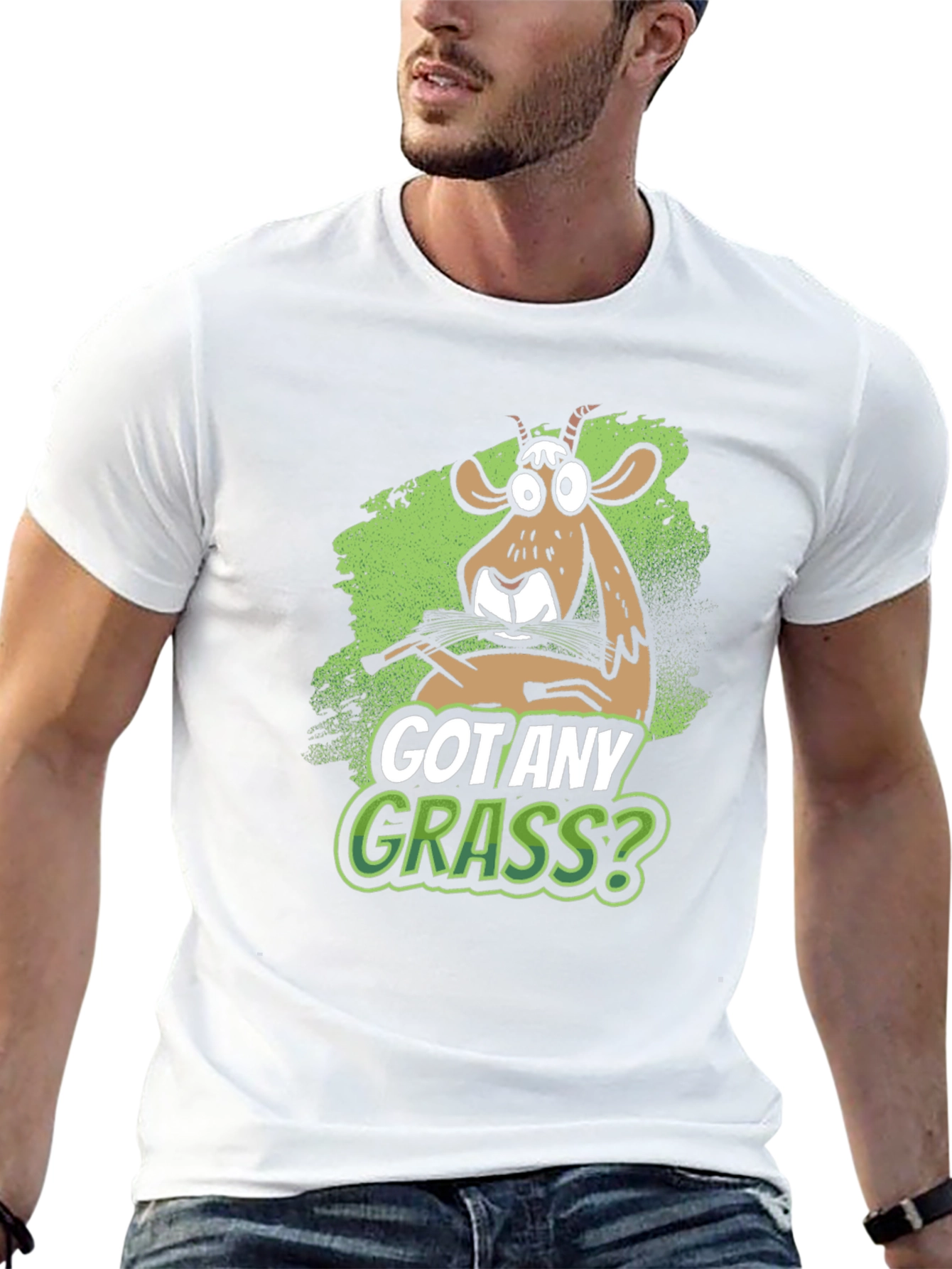 Black Got Any Grass? Graphic Tee - Funny Goat Design view 13